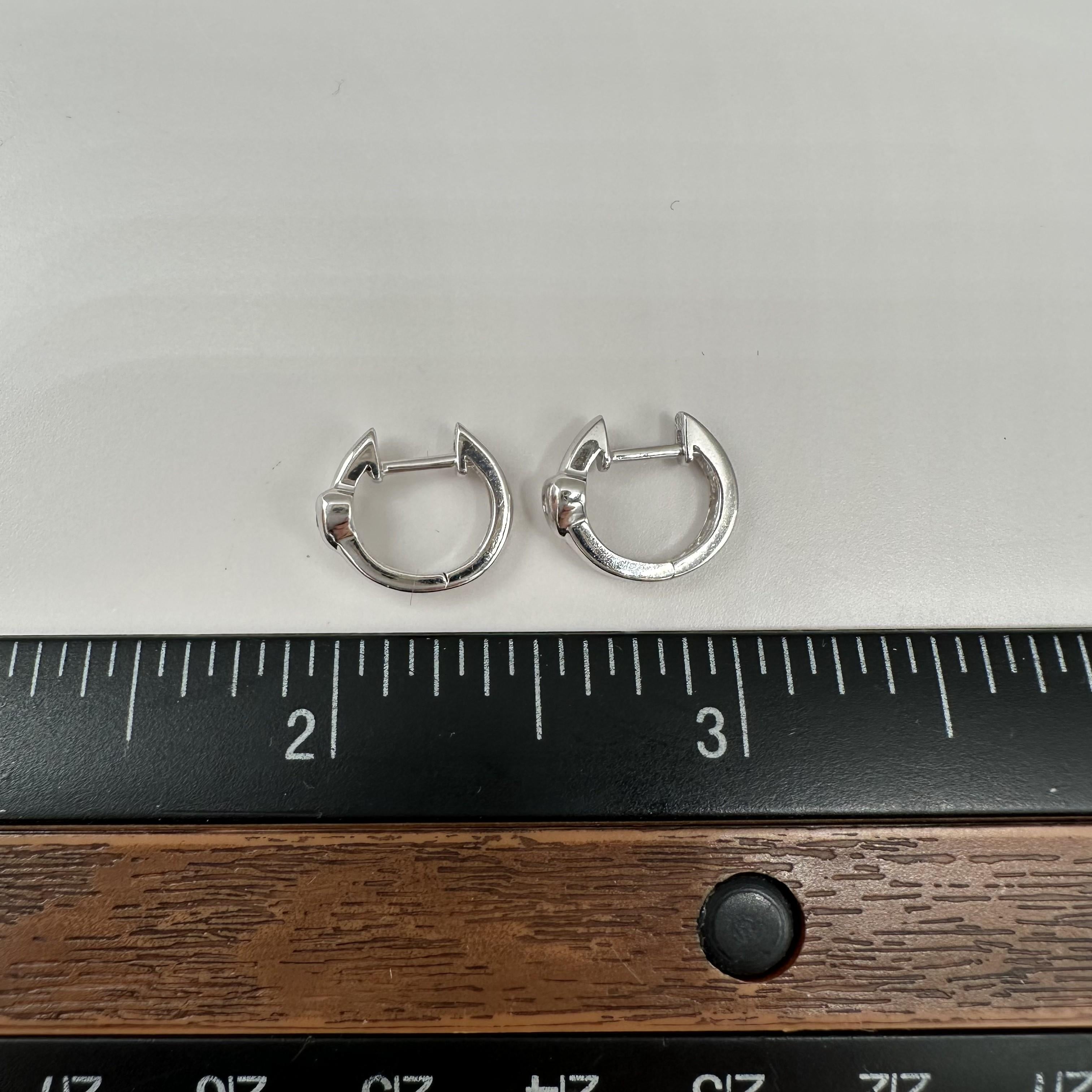 Diamond Huggie Earrings 14kt White Gold 0.02ctw GH I1 12.65mm Estate