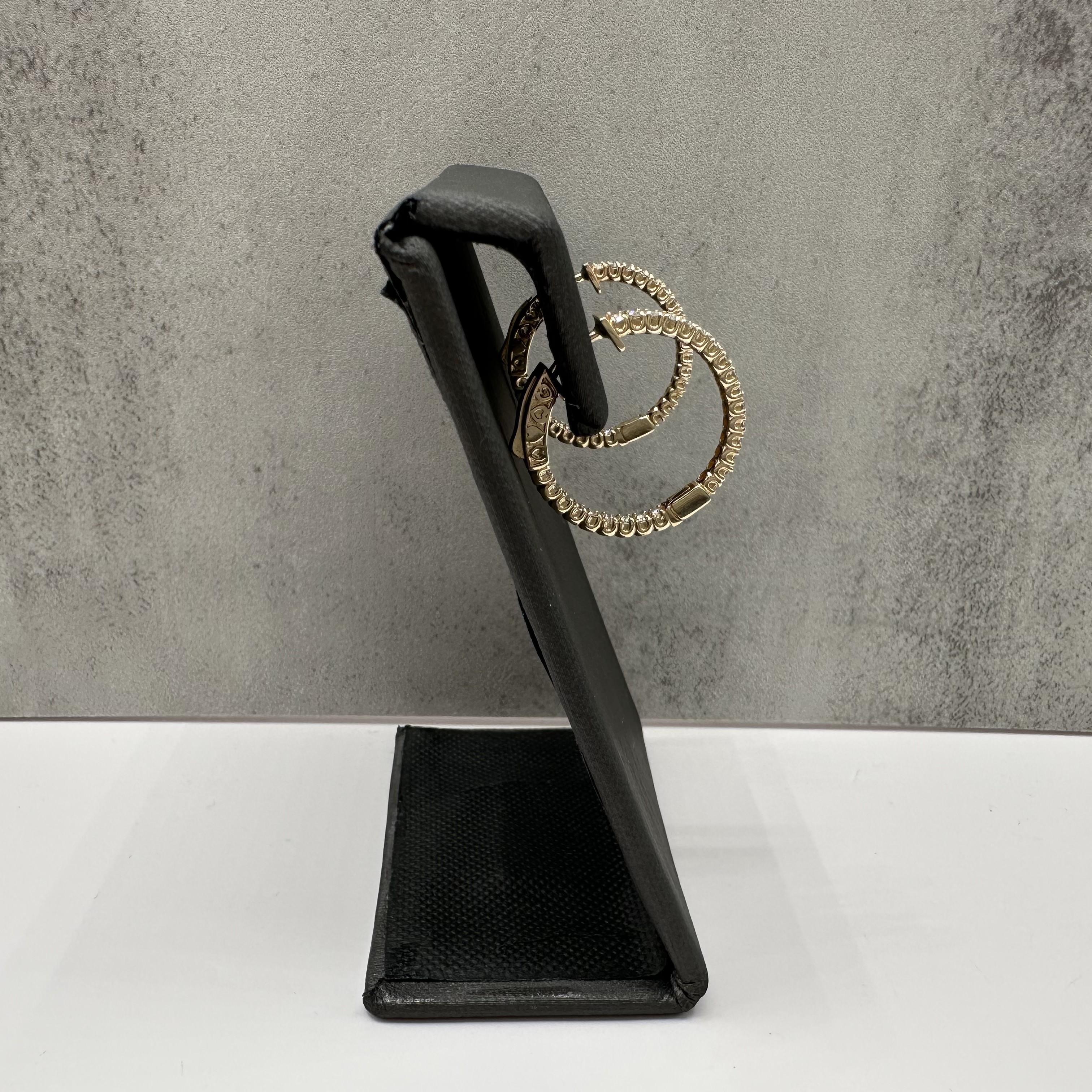Diamond Hoop Earrings 14kt Yellow Gold 1ctw GH VS SI 0.9in New