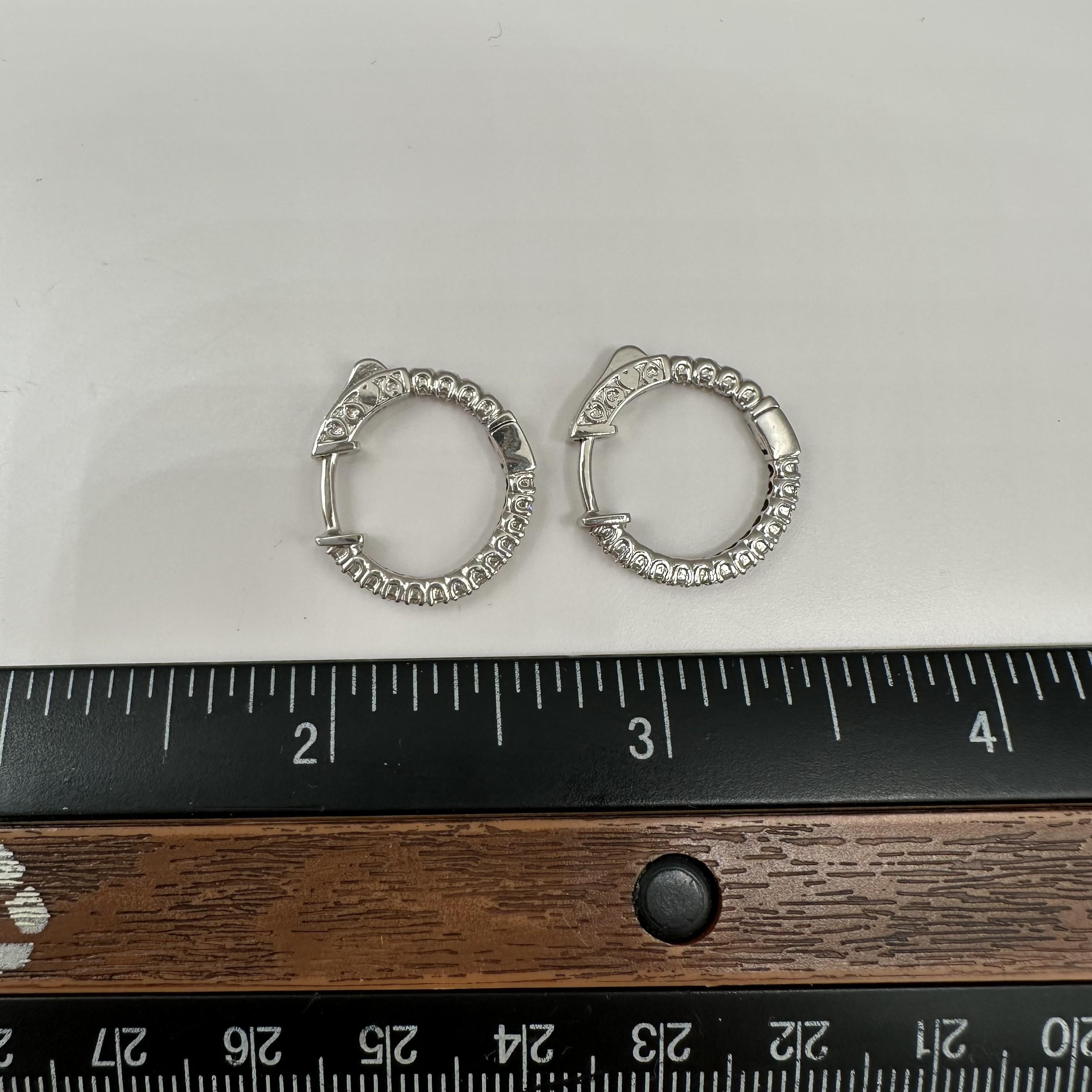 Diamond Hoop Earrings 14kt White Gold 0.70ctw HIJ SI 0.75in New