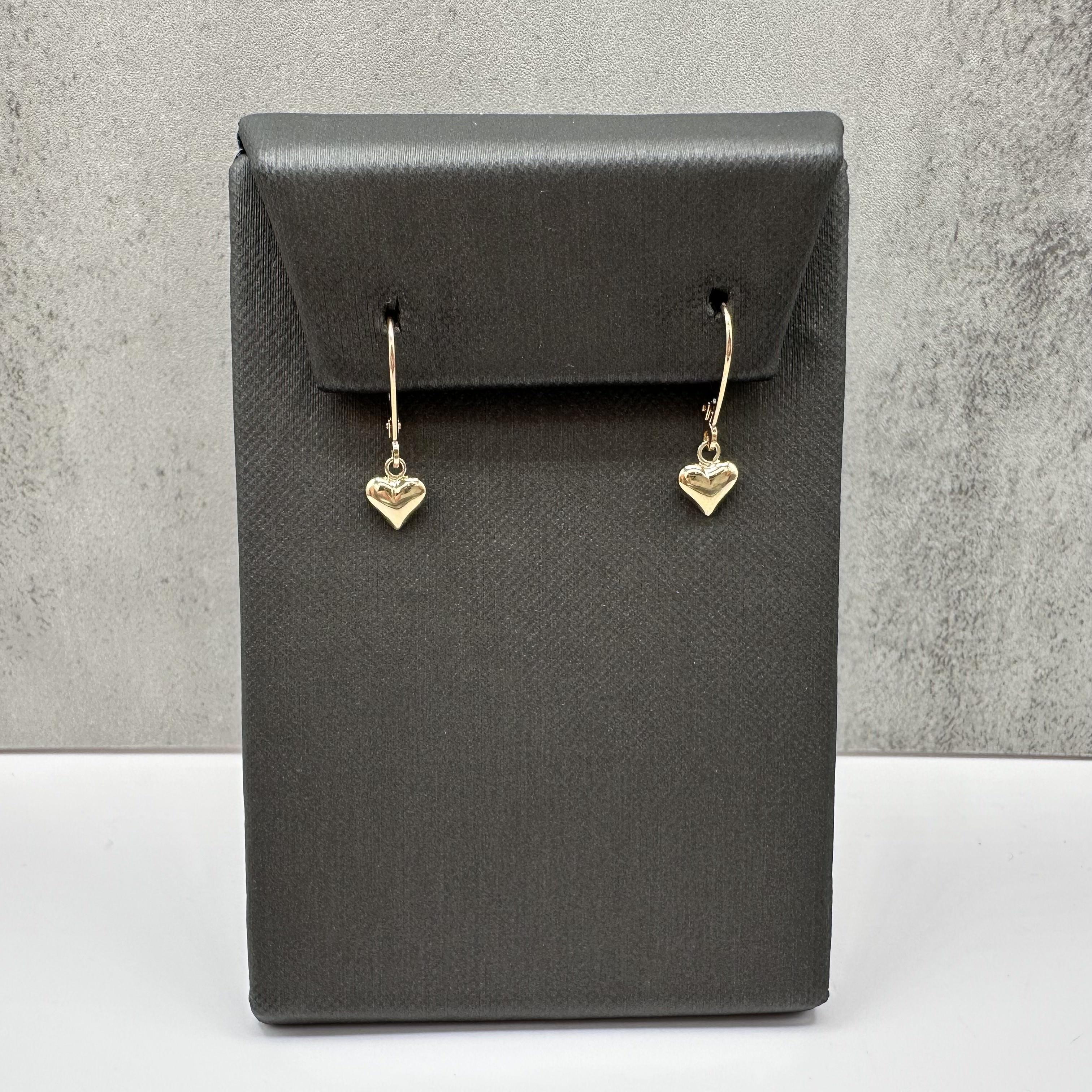 Heart Dangle Earrings 10kt Yellow Gold Lever Backs Hollow Pre Loved