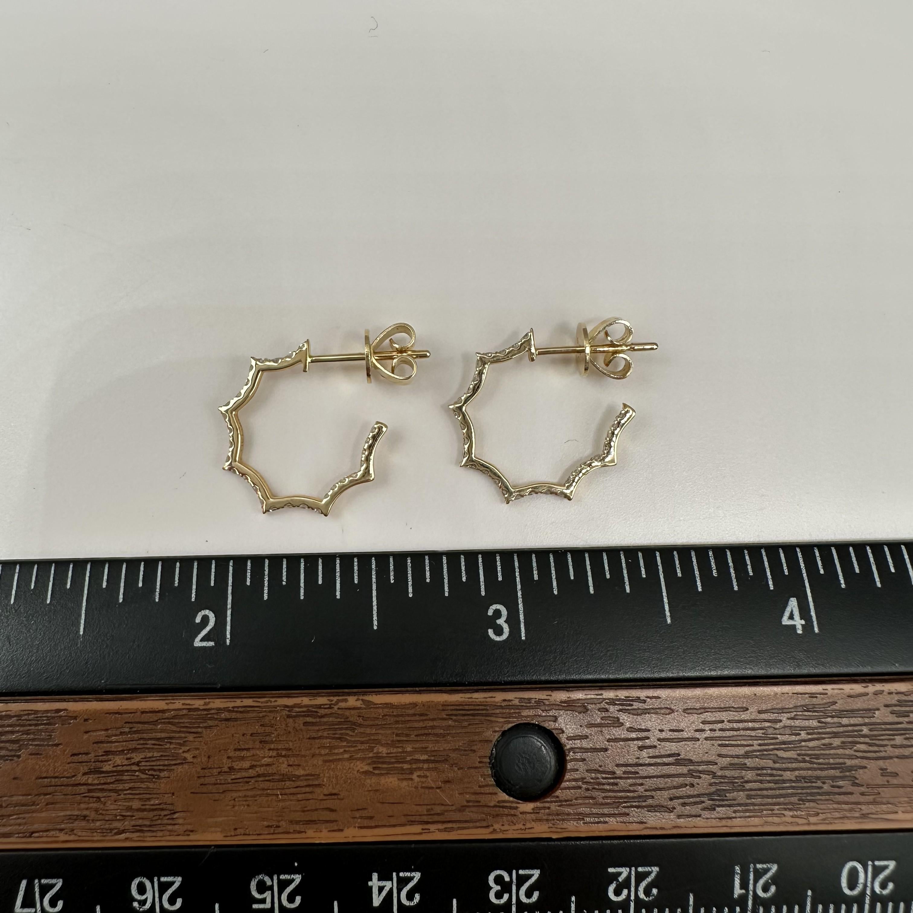 Diamond Hoop Earrings 14kt Yellow Gold 0.15ctw GH I New