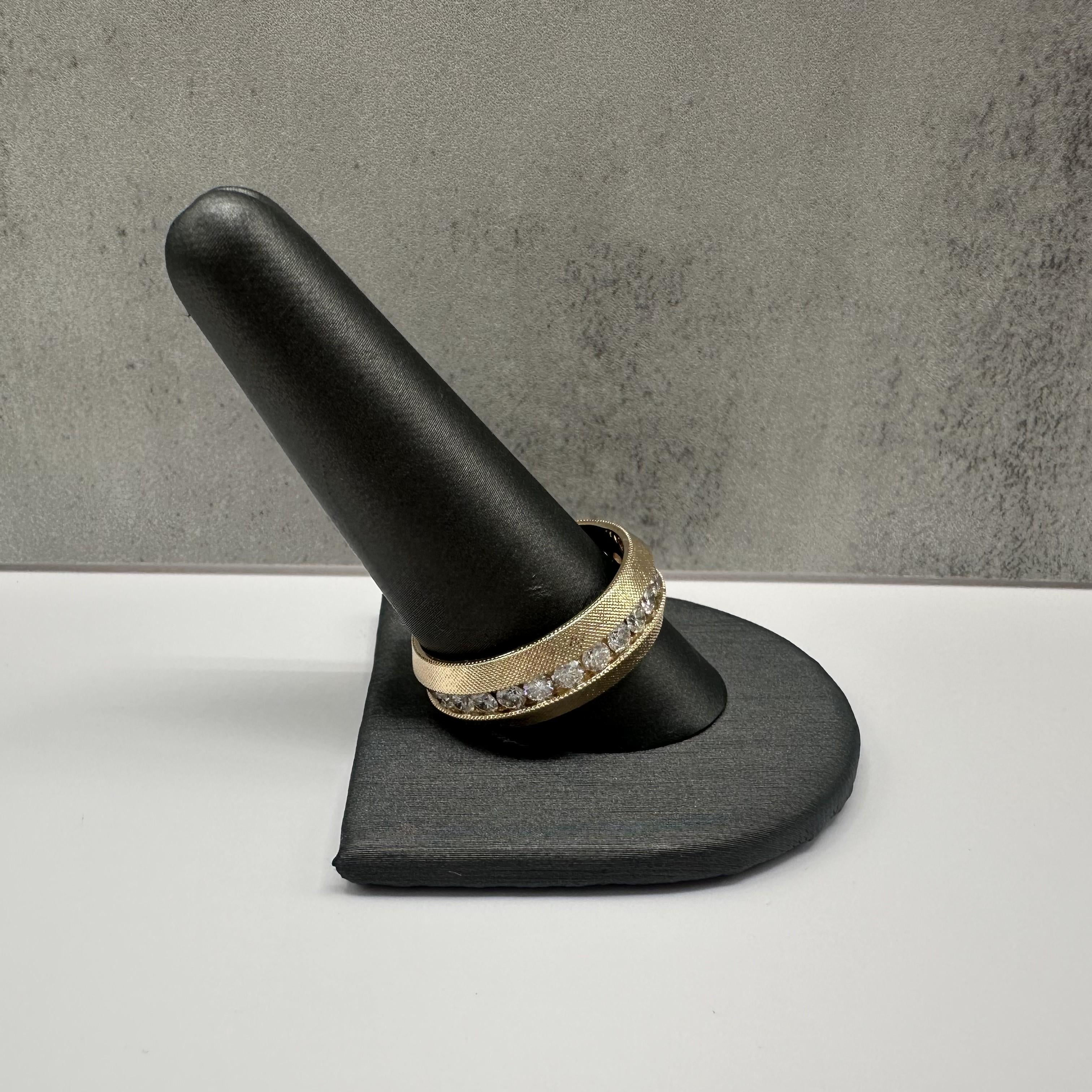 Lab Grown Diamond Gents Channel Set Ring 14kt Yellow Gold 2.90ctw Size 12.5
