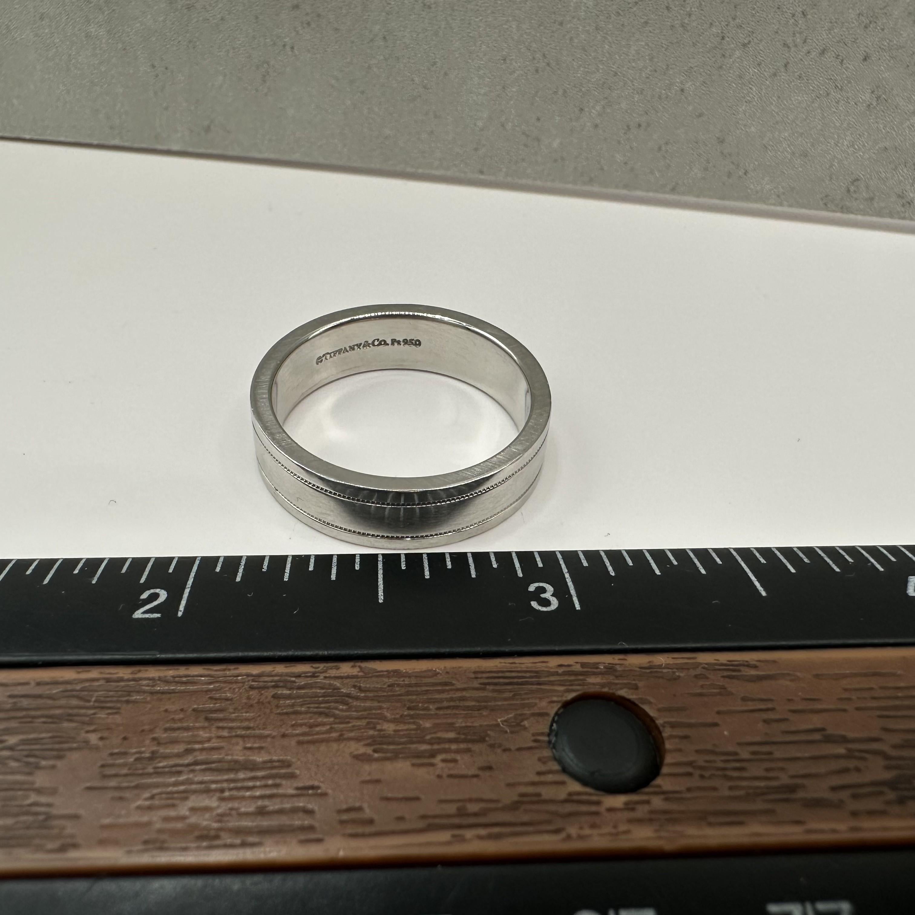 Designer Tiffany Together Platinum Double Milgrain Ring Size 10.25