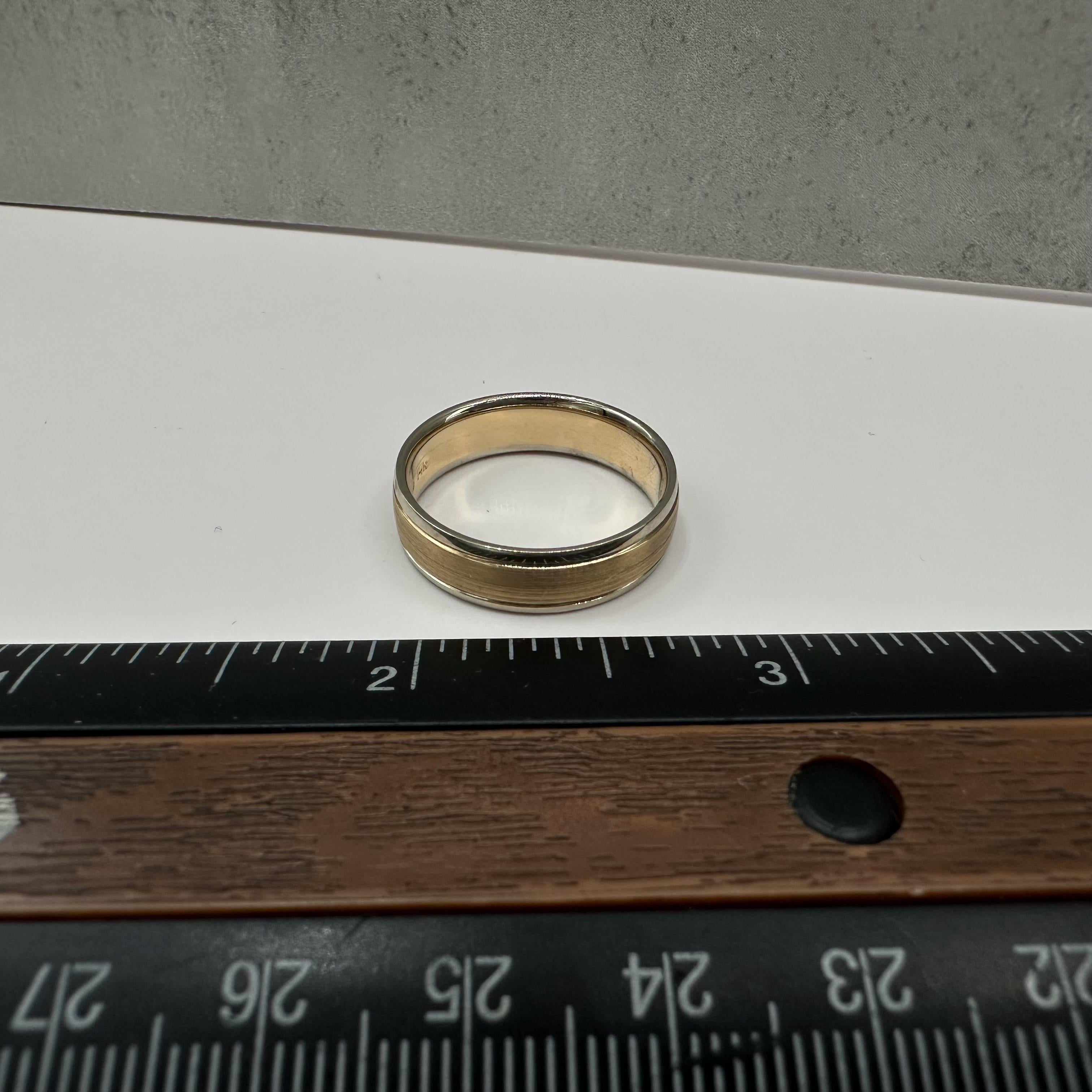 Two Tone Gent Band Ring 14kt Gold Size 10 6mm Estate