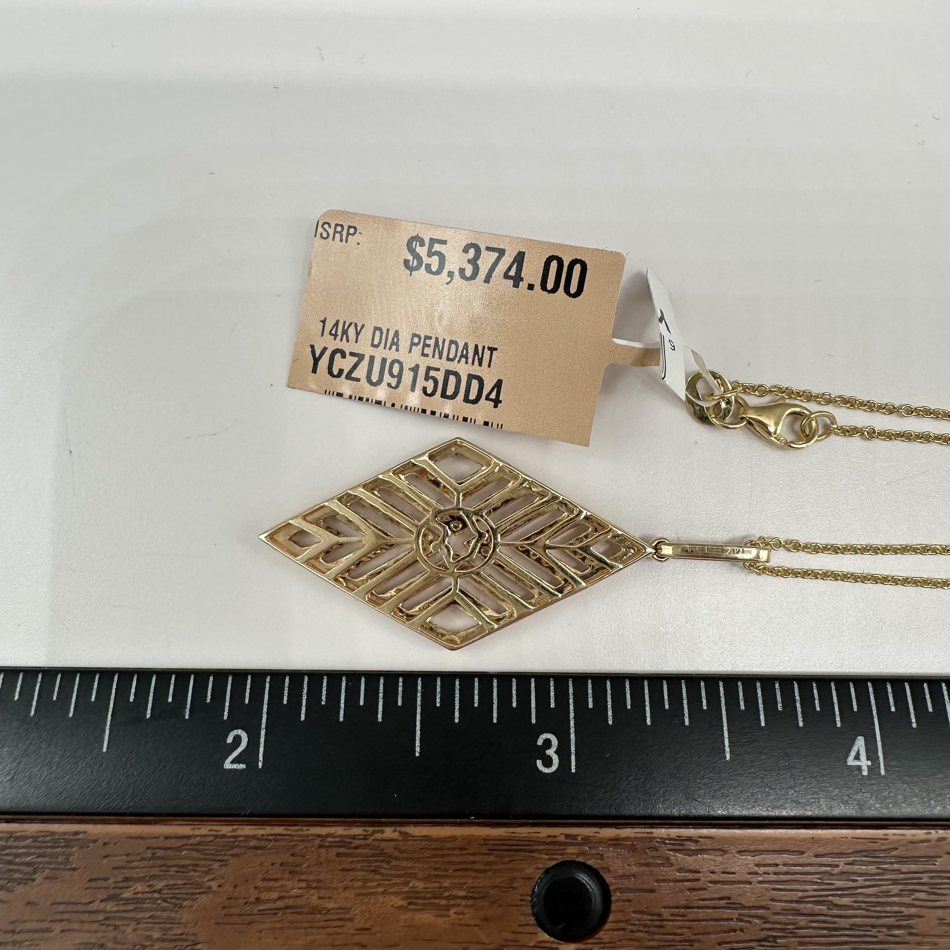 Designer Effy Diamond Geometric Pendant Necklace 14kt Gold 0.62ctw NWT