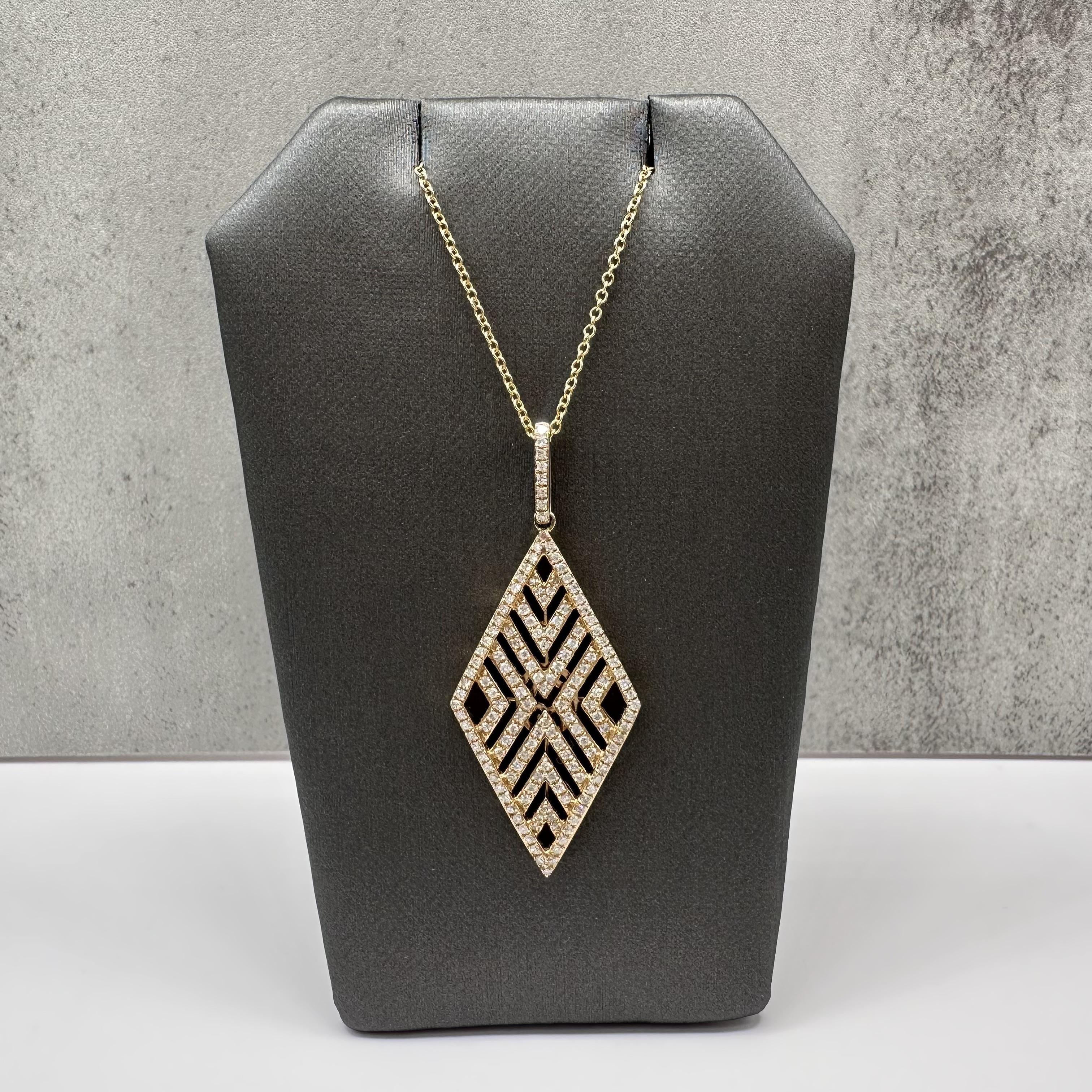 Designer Effy Diamond Geometric Pendant Necklace 14kt Gold 0.62ctw NWT