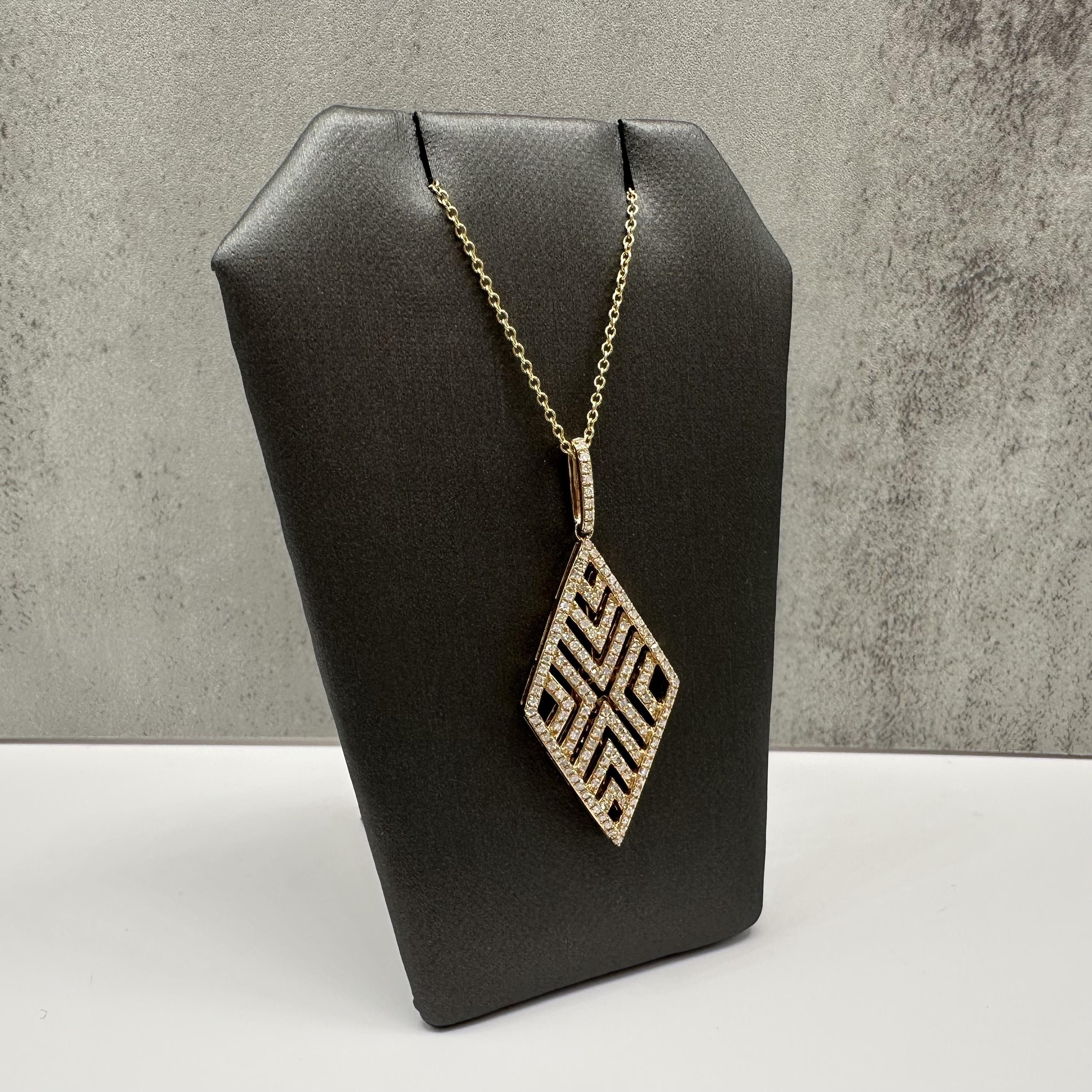 Designer Effy Diamond Geometric Pendant Necklace 14kt Gold 0.62ctw NWT