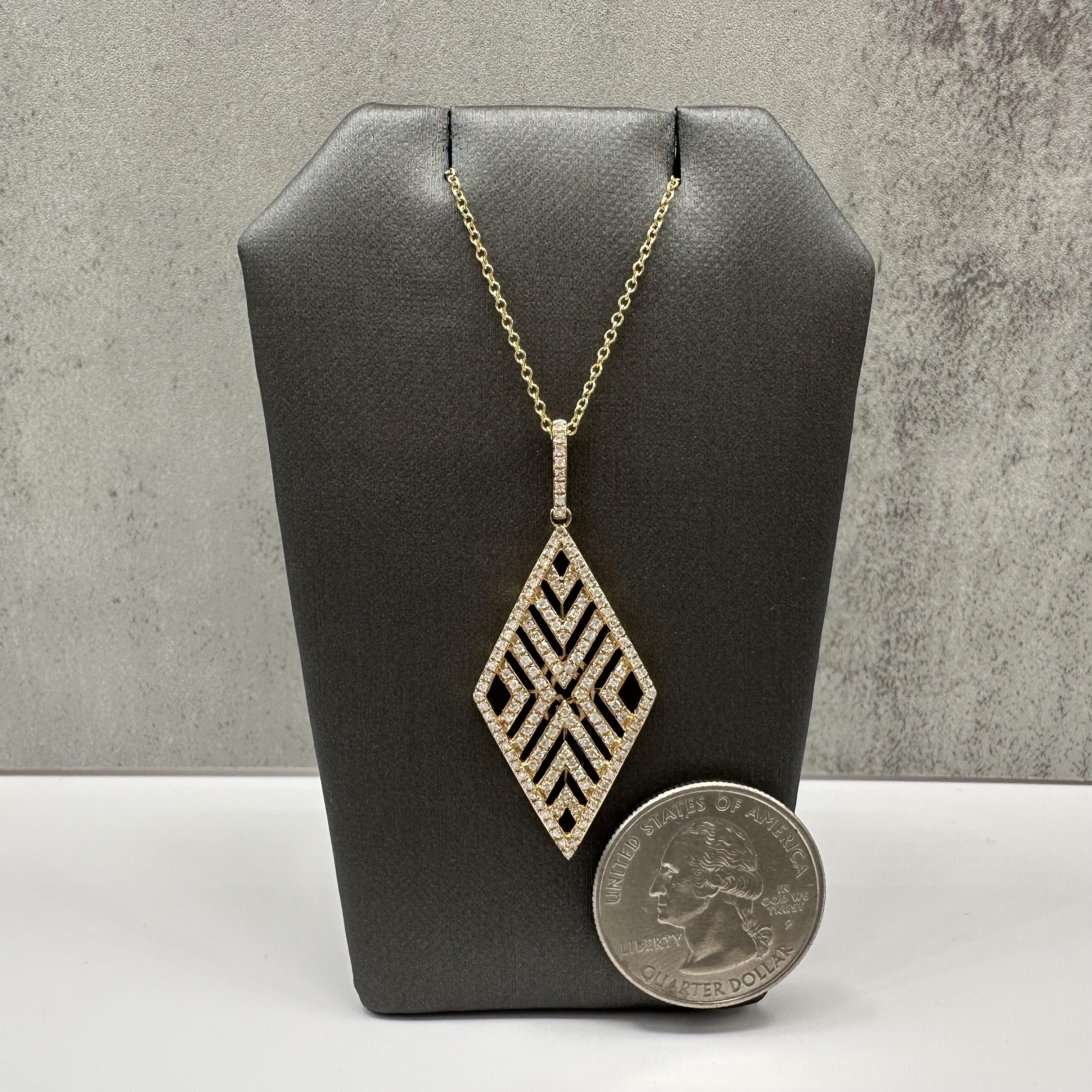 Designer Effy Diamond Geometric Pendant Necklace 14kt Gold 0.62ctw NWT
