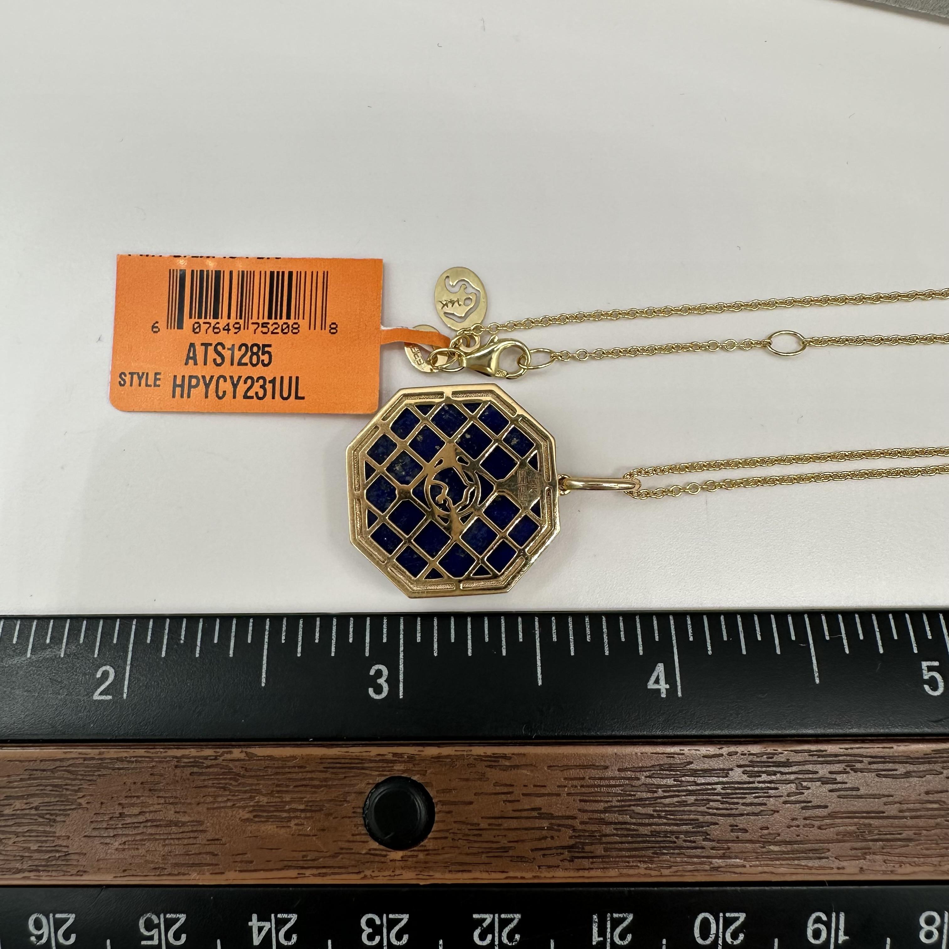Designer Effy Diamond Star Lapis Pendant Necklace 14kt Gold 0.31ctw NWT
