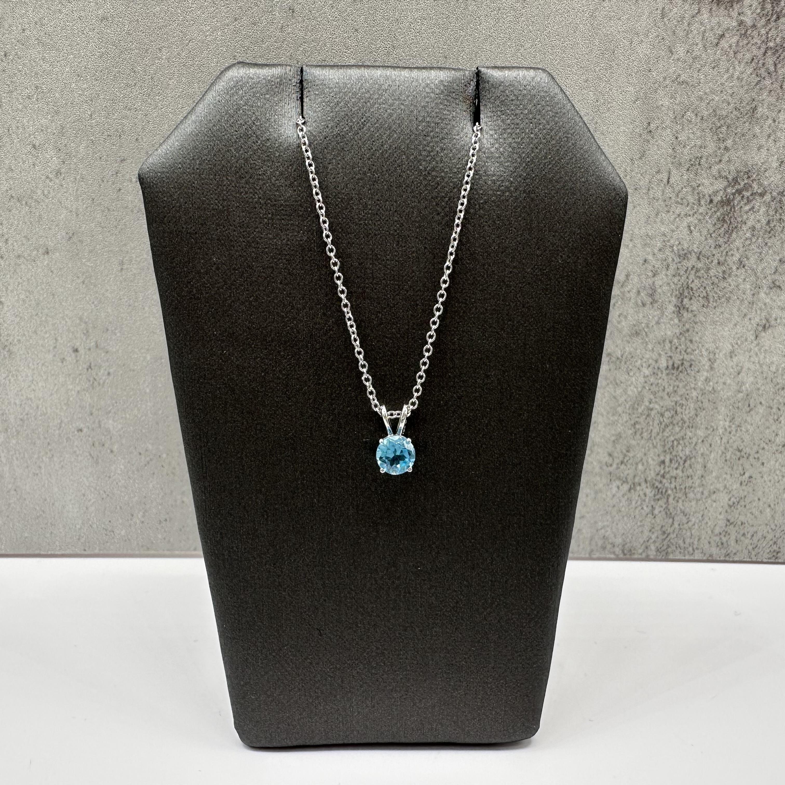 Designer Effy Blue Topaz Pendant Necklace 14kt White Gold 0.62ct NWT