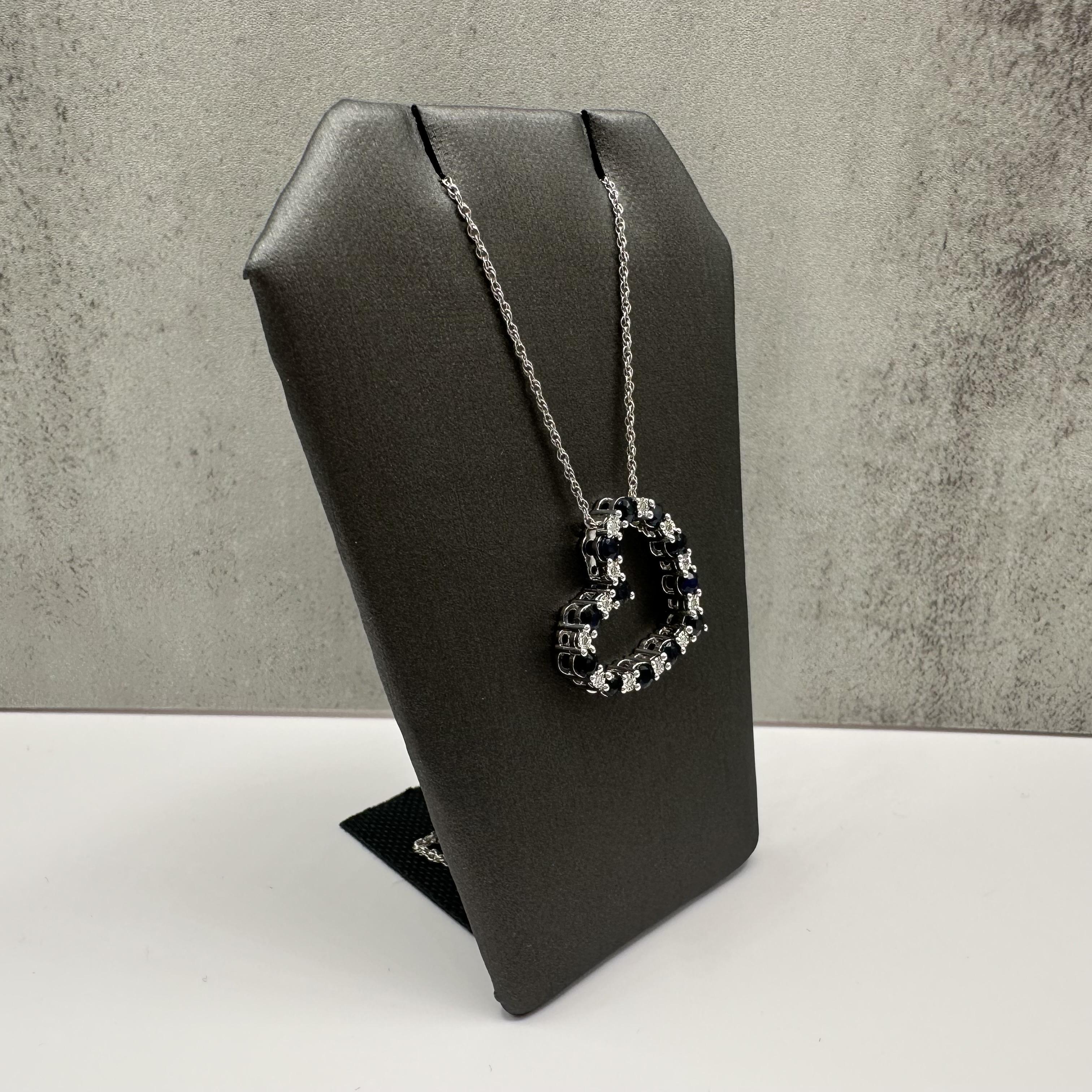 Designer Effy Sapphire Diamond Heart Necklace Sterling Silver 1.37ctw NWT