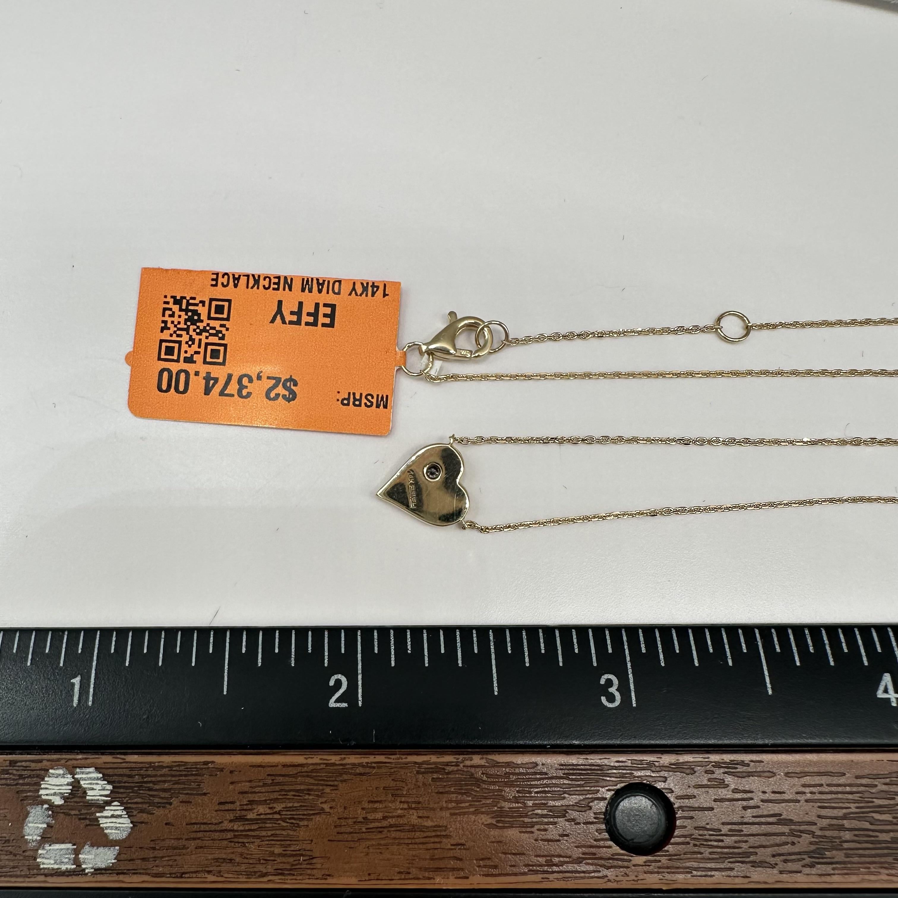 Designer Effy Diamond Enamel Heart Necklace 14kt Yellow Gold NWT