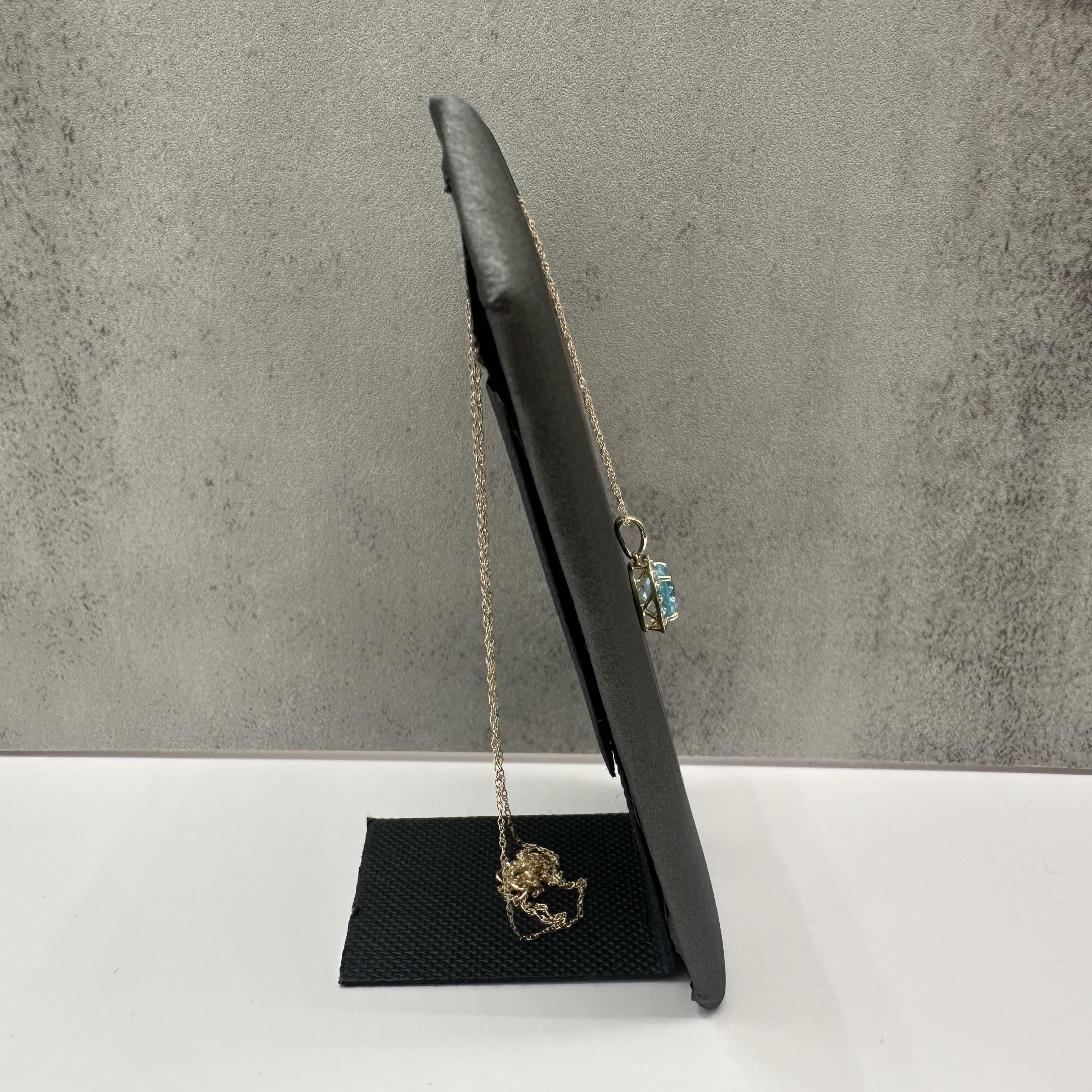 Blue Topaz Halo Pendant Necklace 10kt Yellow Gold 1.25ctw 18in New