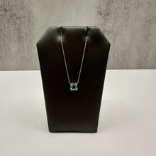 Load image into Gallery viewer, Aquamarine Solitaire Necklace in 14kt White Gold – 1.07ctw Square Radiant Cut
