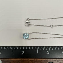 Load image into Gallery viewer, Aquamarine Solitaire Necklace in 14kt White Gold – 1.07ctw Square Radiant Cut
