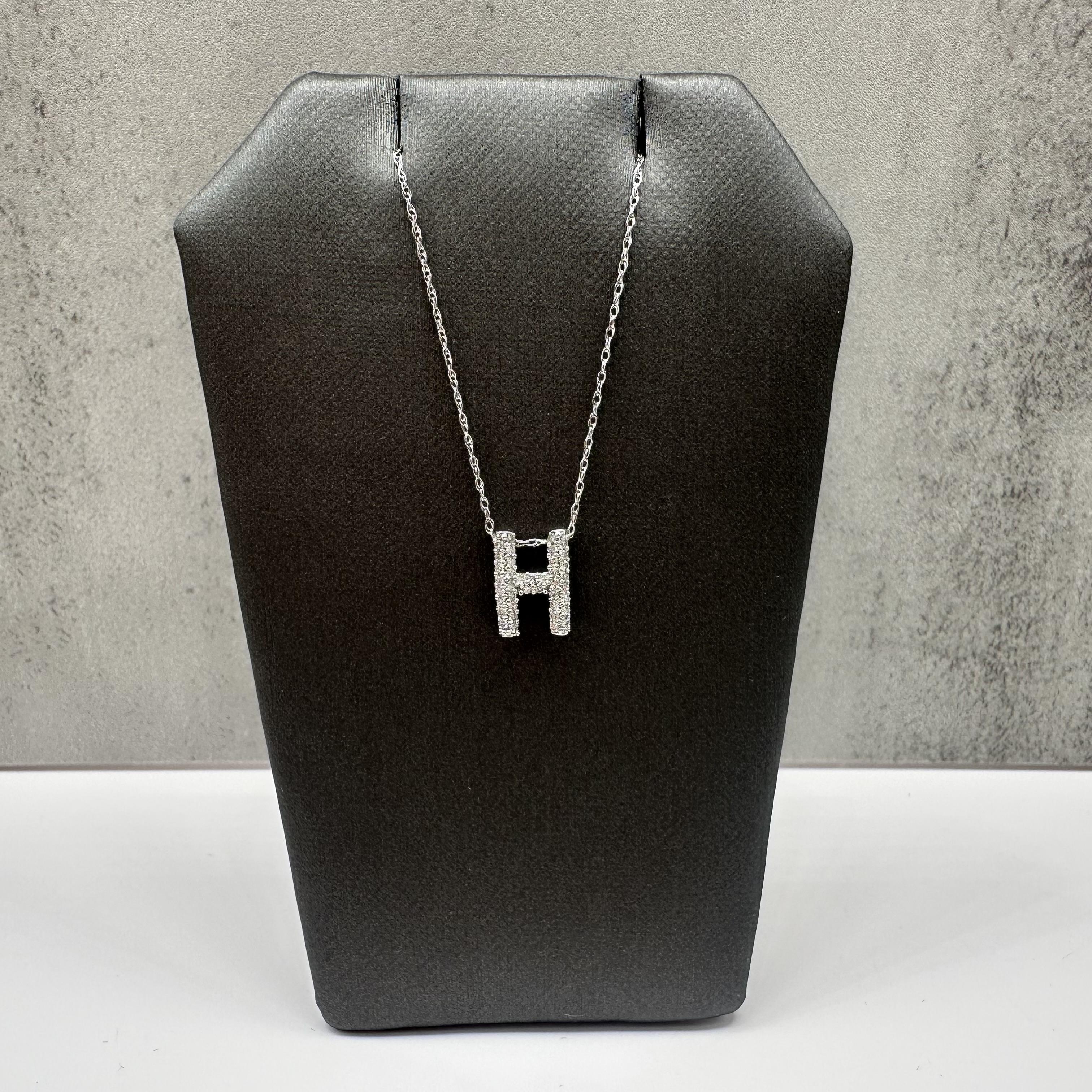 Diamond H Initial Necklace 10kt White Gold 0.15ctw GH VS SI New