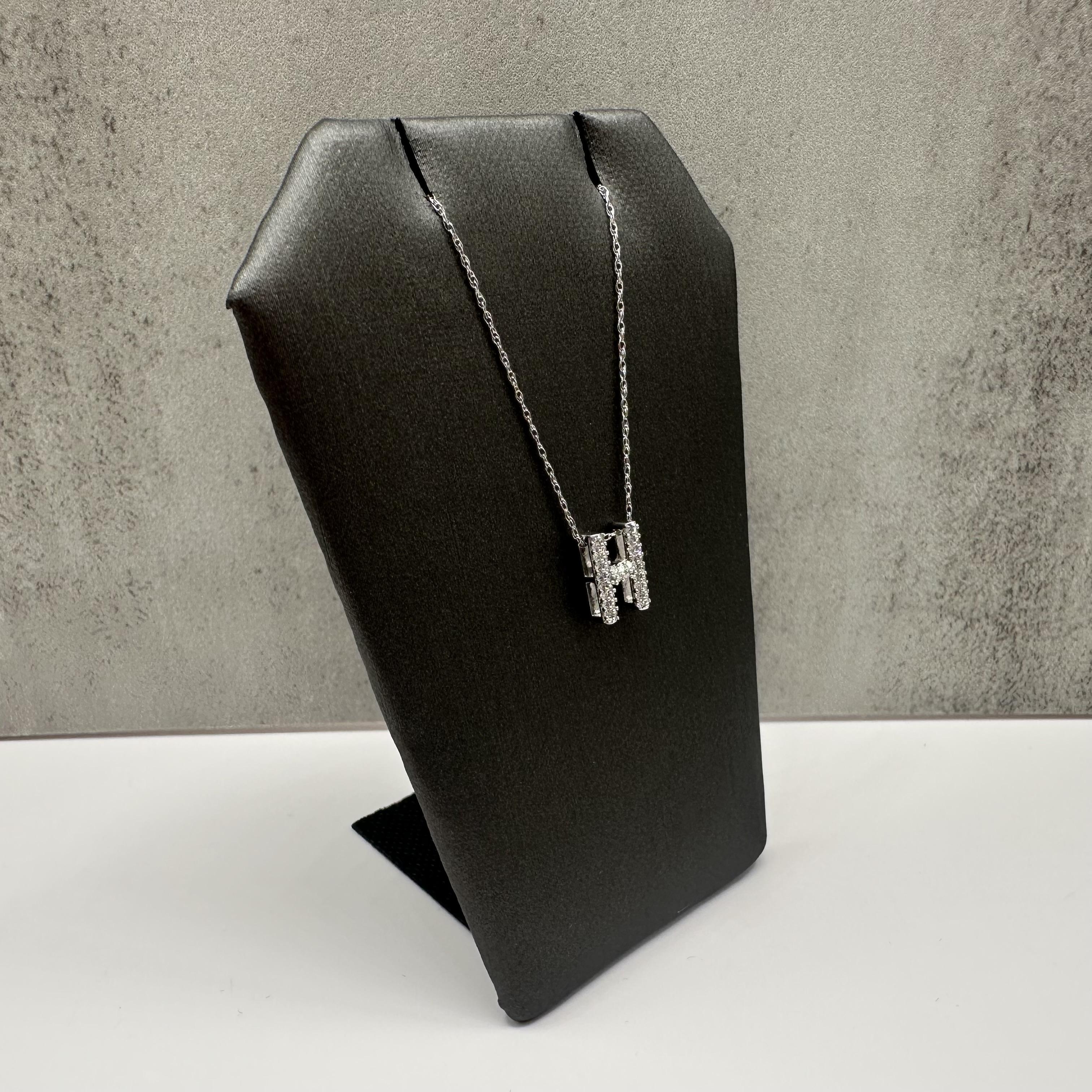 Diamond H Initial Necklace 10kt White Gold 0.15ctw GH VS SI New