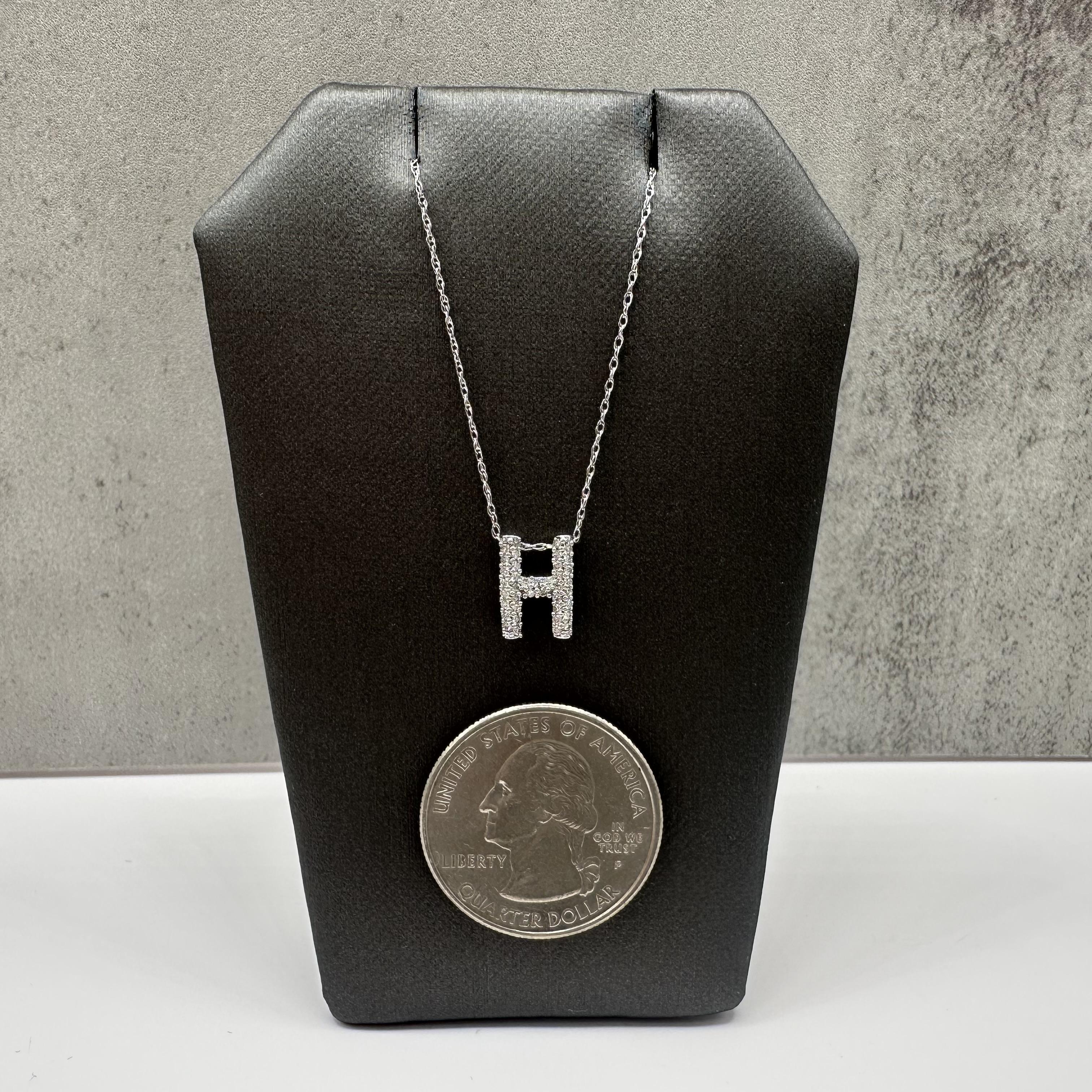 Diamond H Initial Necklace 10kt White Gold 0.15ctw GH VS SI New