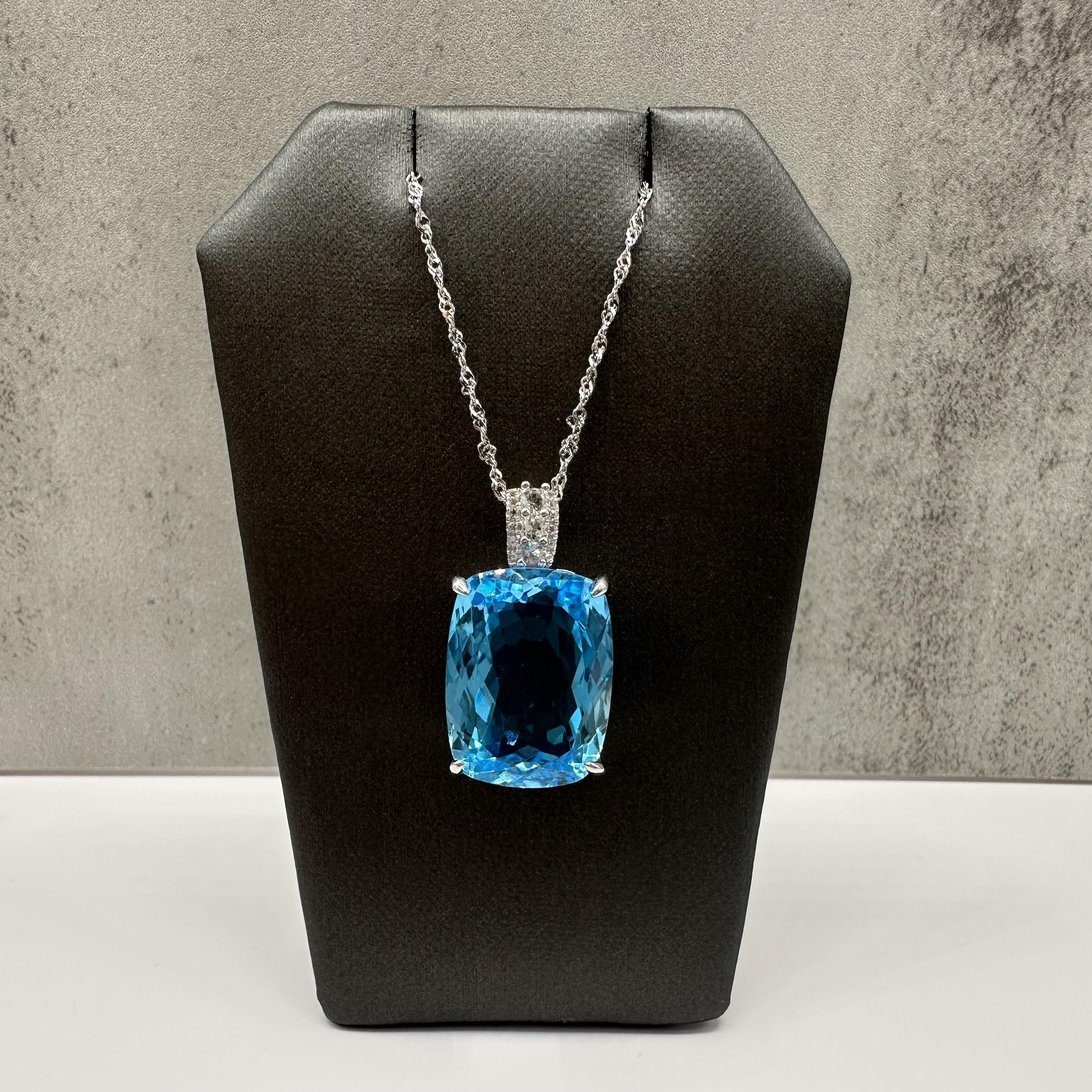 Blue Topaz Necklace Sterling Silver 23ctw White Topaz Adjustable New