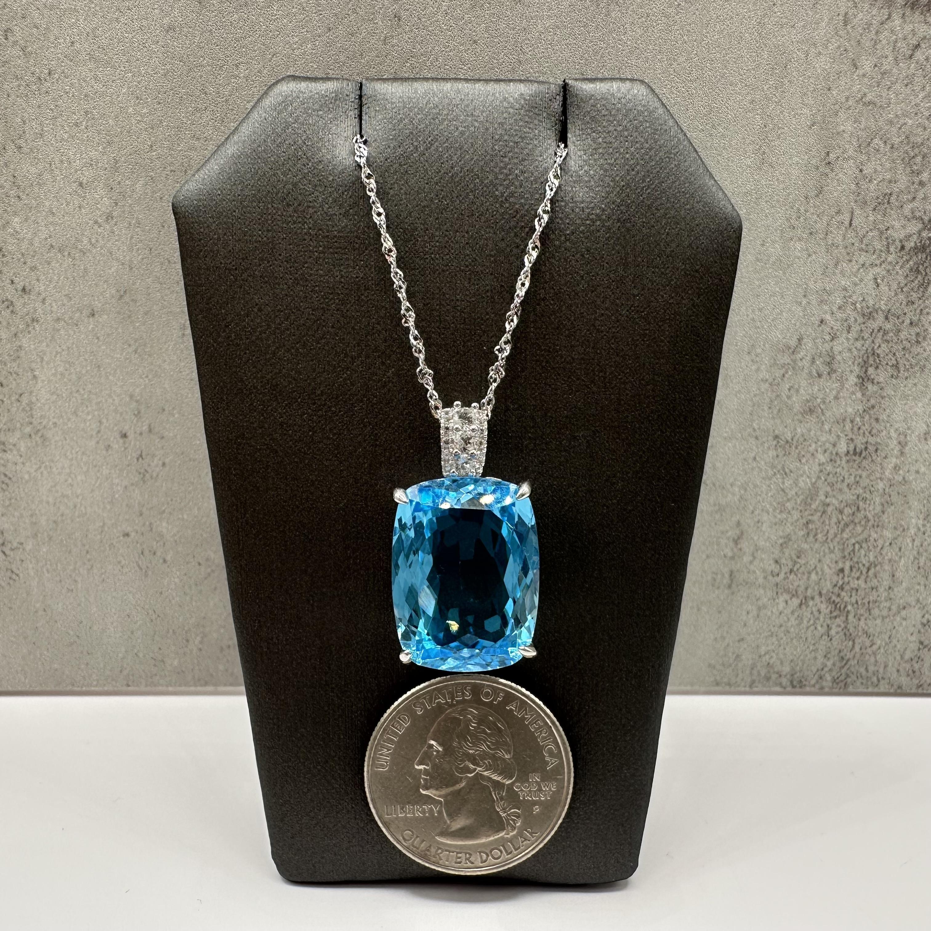 Blue Topaz Necklace Sterling Silver 23ctw White Topaz Adjustable New