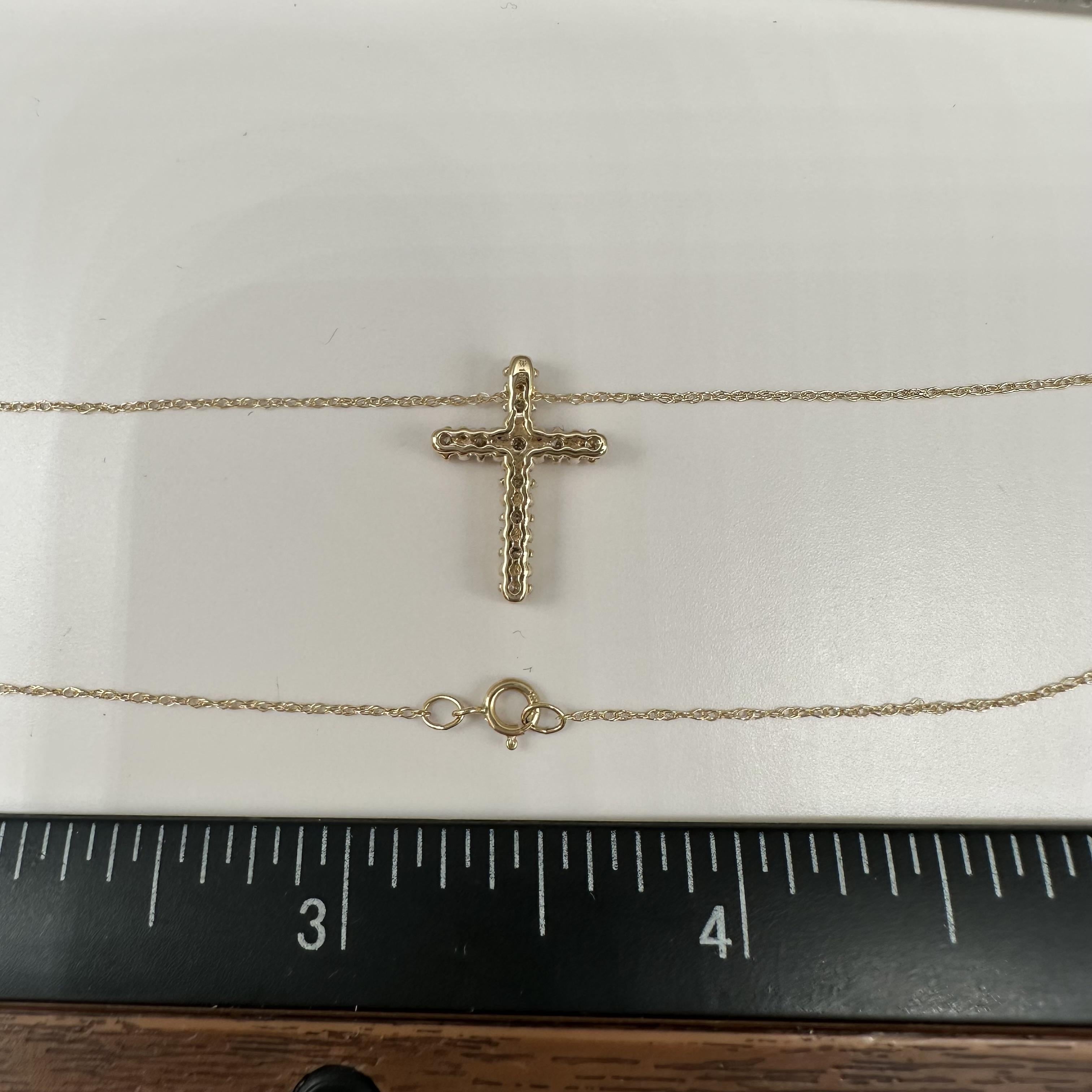 Diamond Cross Necklace 10kt Yellow Gold 0.25ctw GH I1 18in New
