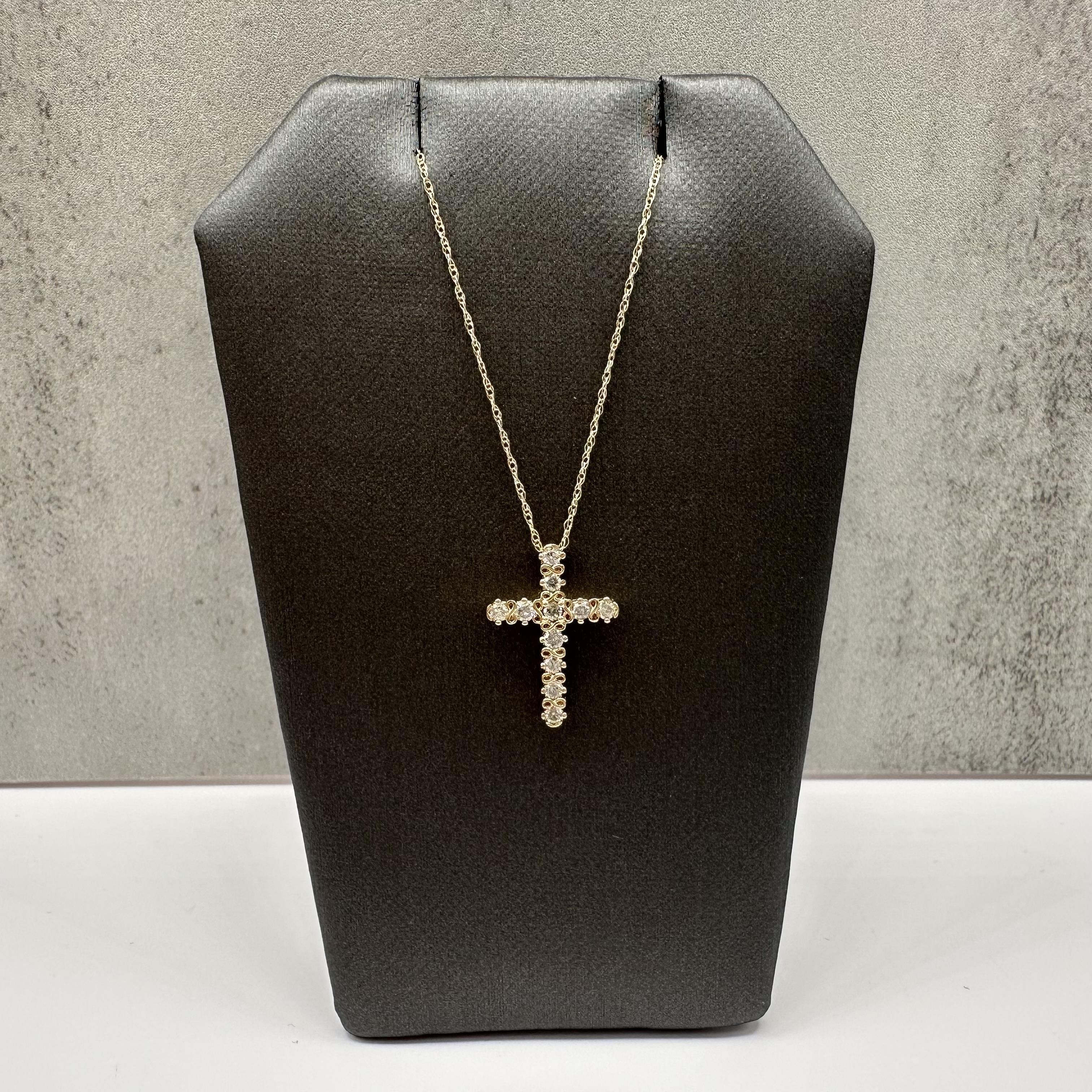 Diamond Cross Necklace 10kt Yellow Gold 0.25ctw GH I1 18in New