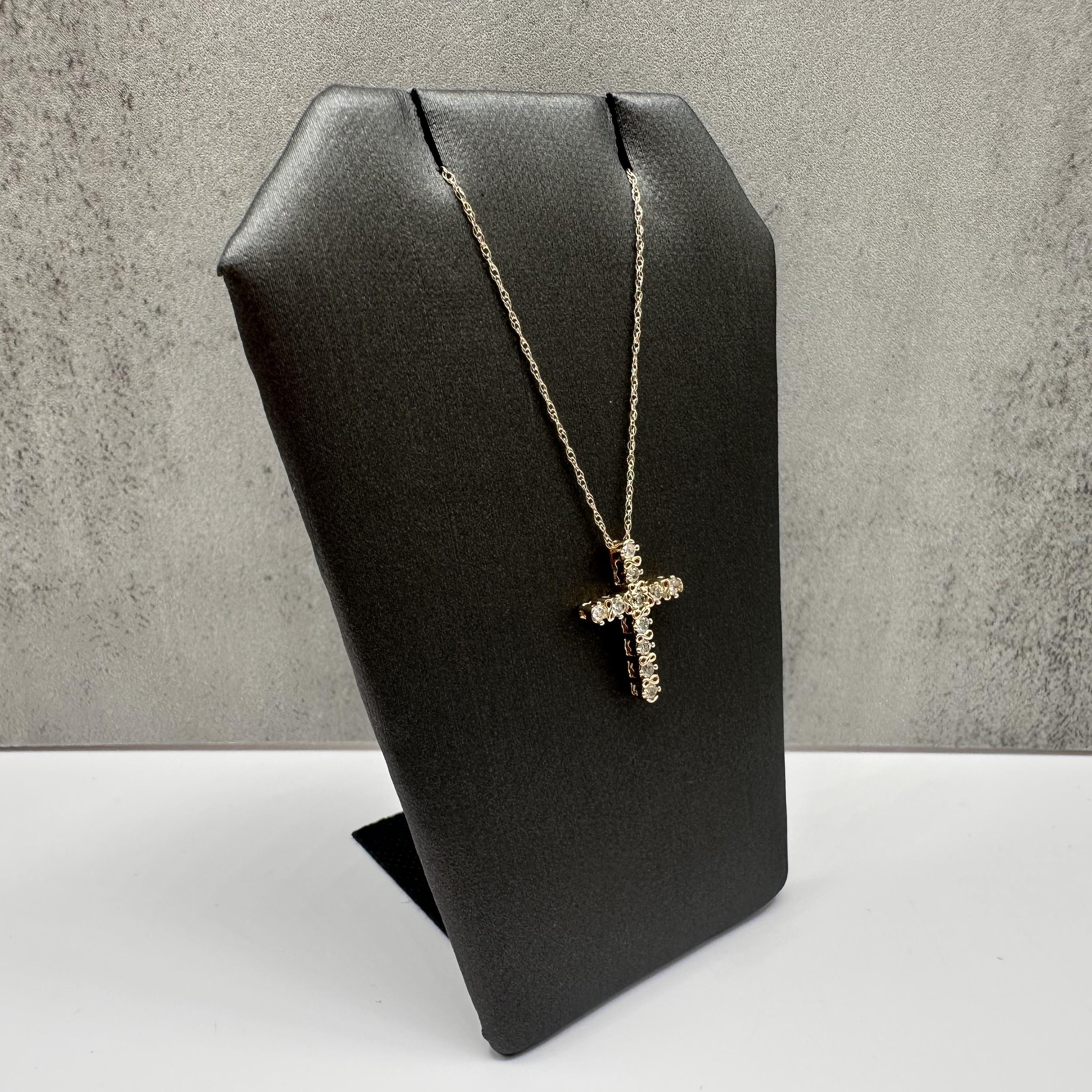 Diamond Cross Necklace 10kt Yellow Gold 0.25ctw GH I1 18in New