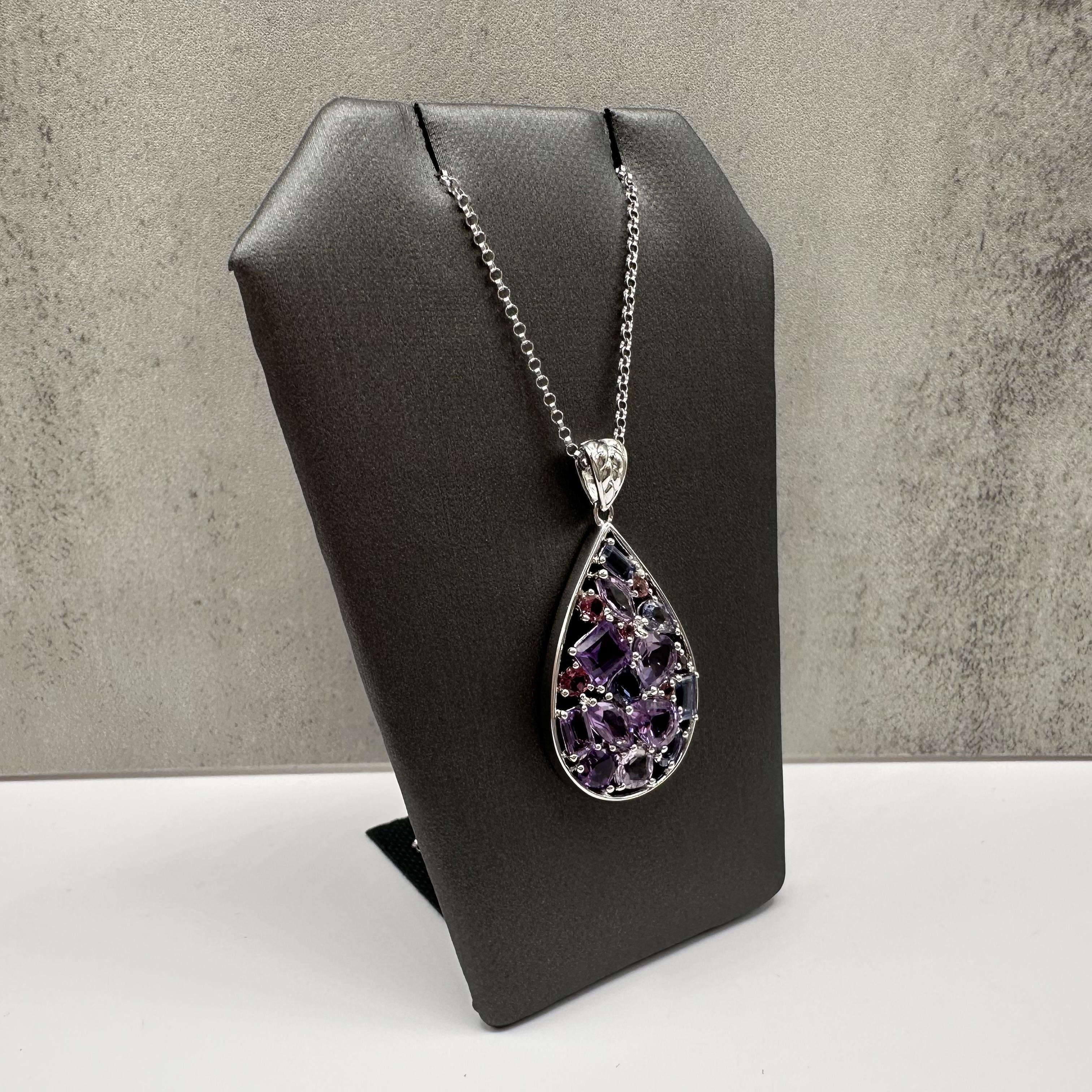 Semi Precious Gemstone Necklace Sterling Silver 18in Multi Gemstone New