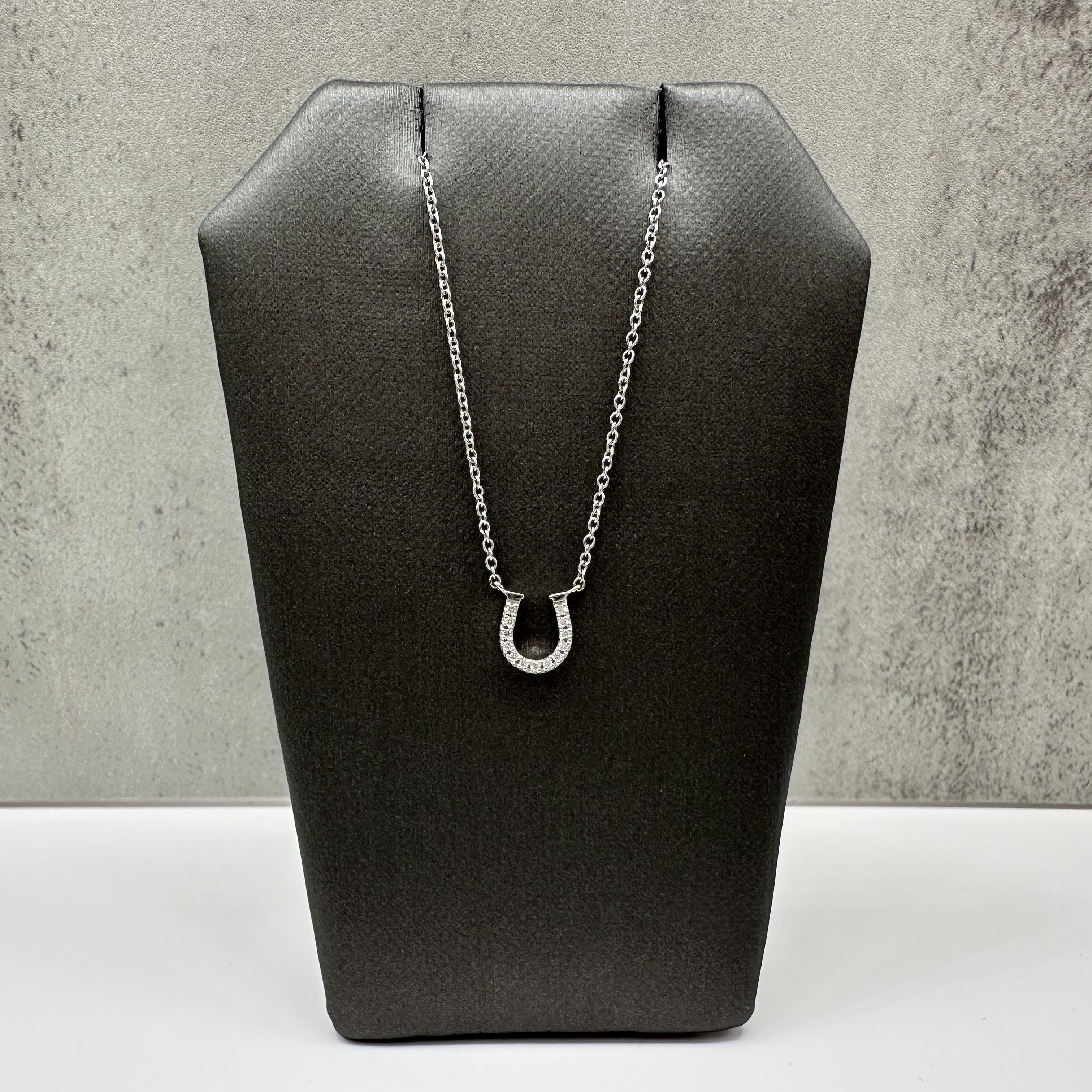 Designer Tiffany Diamond Mini Horseshoe Necklace 18kt White Gold 0.08ctw