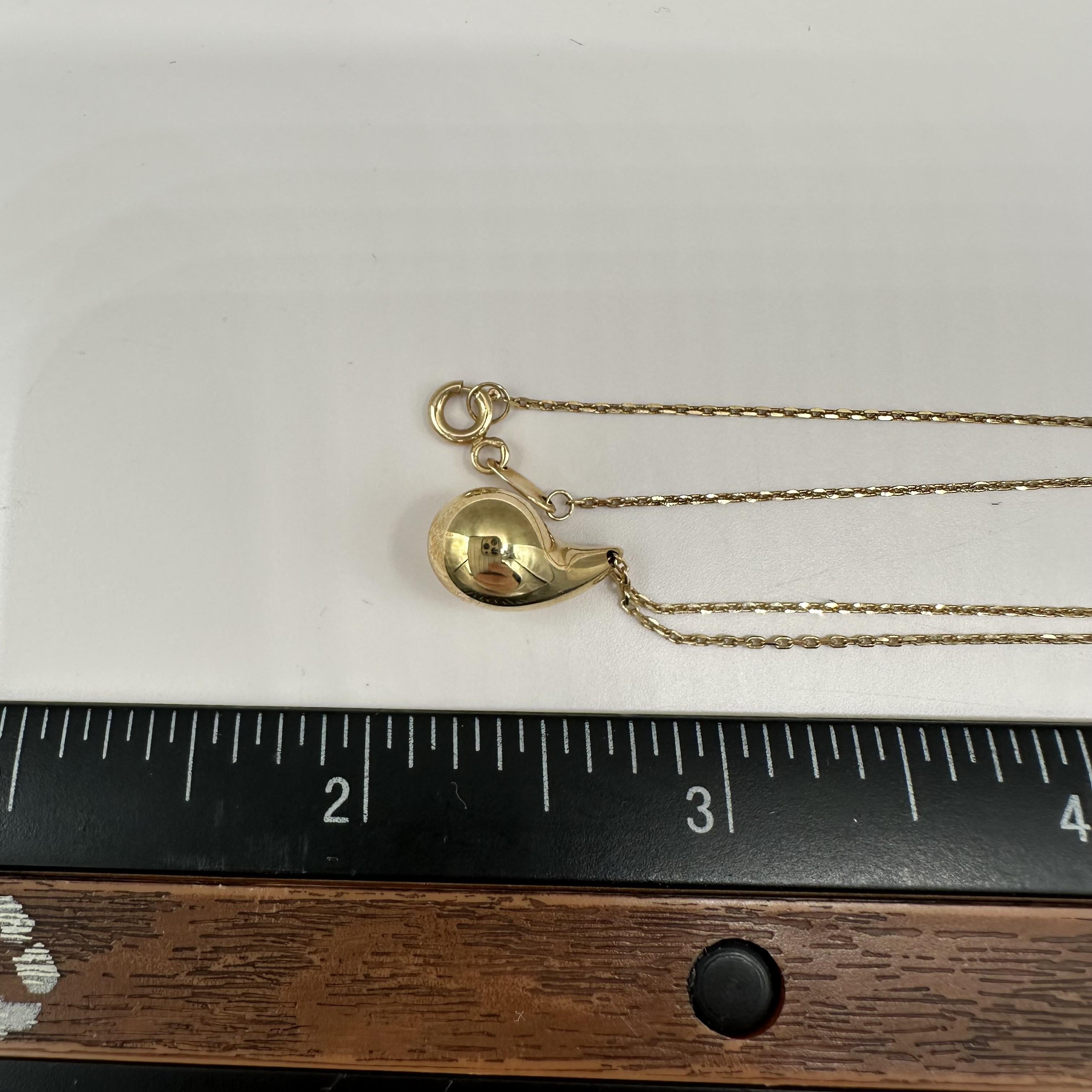 Teardrop Necklace 10kt Yellow Gold 18in Hollow New