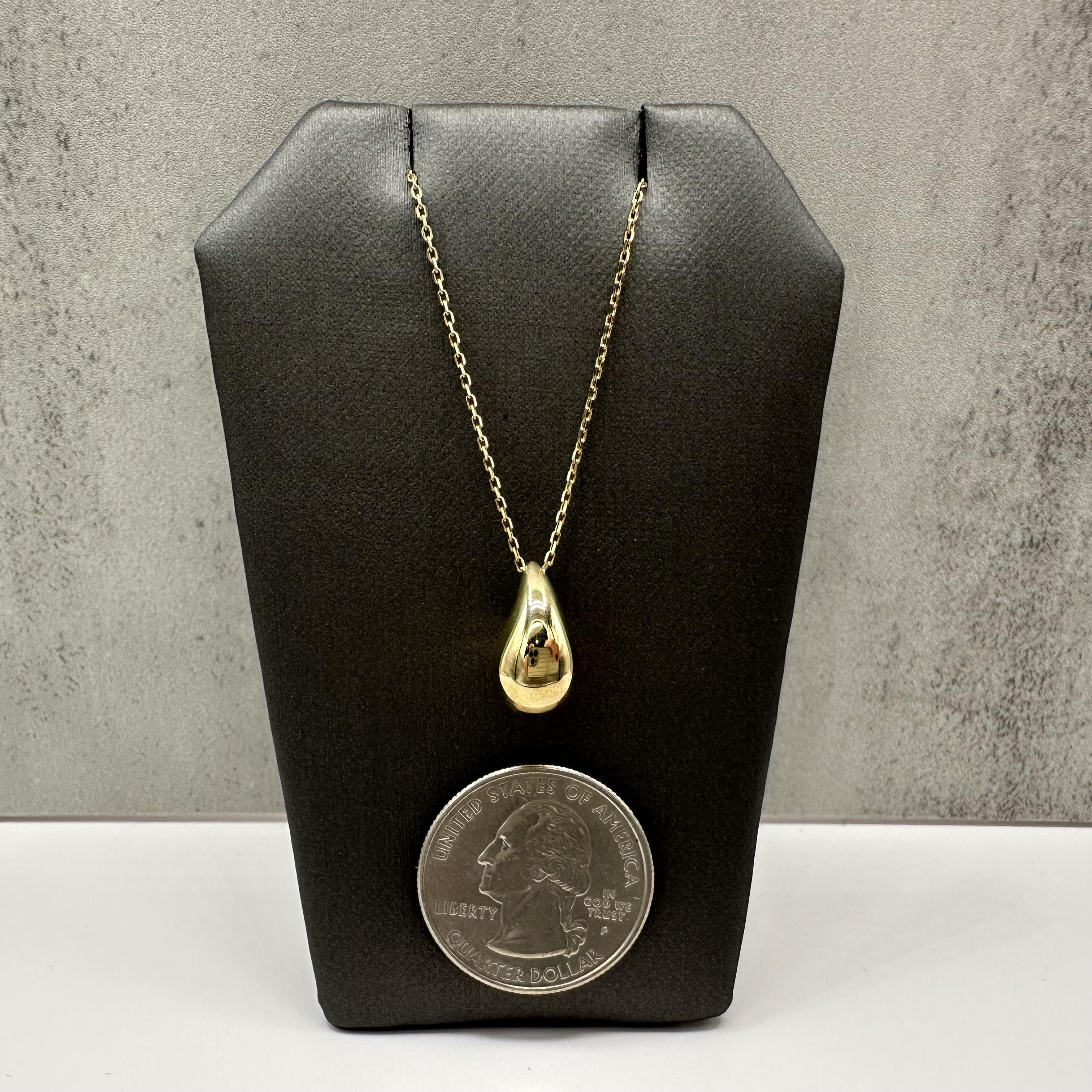 Teardrop Necklace 10kt Yellow Gold 18in Hollow New