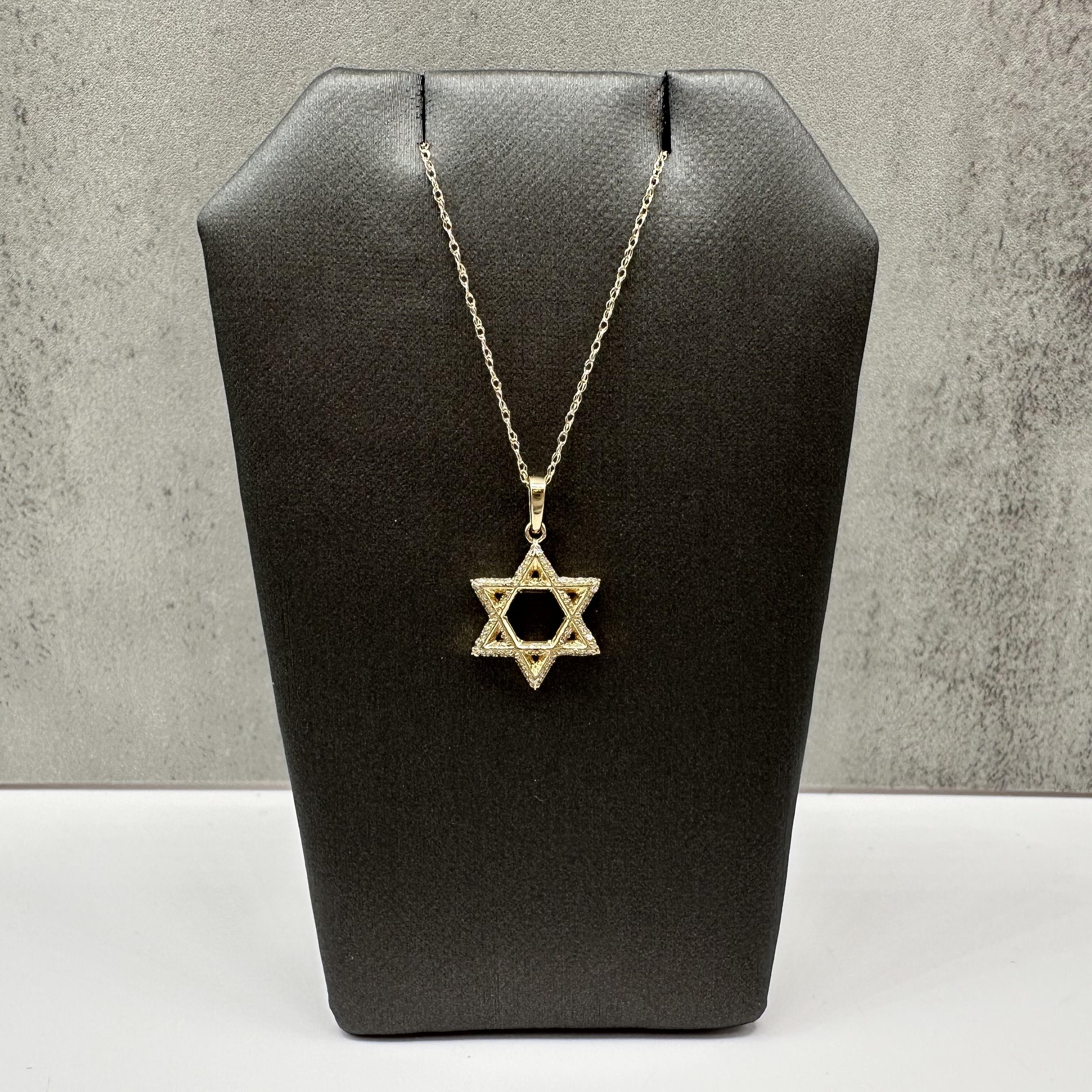Diamond Star of David Necklace 10kt Yellow Gold 0.15ctw GH SI New
