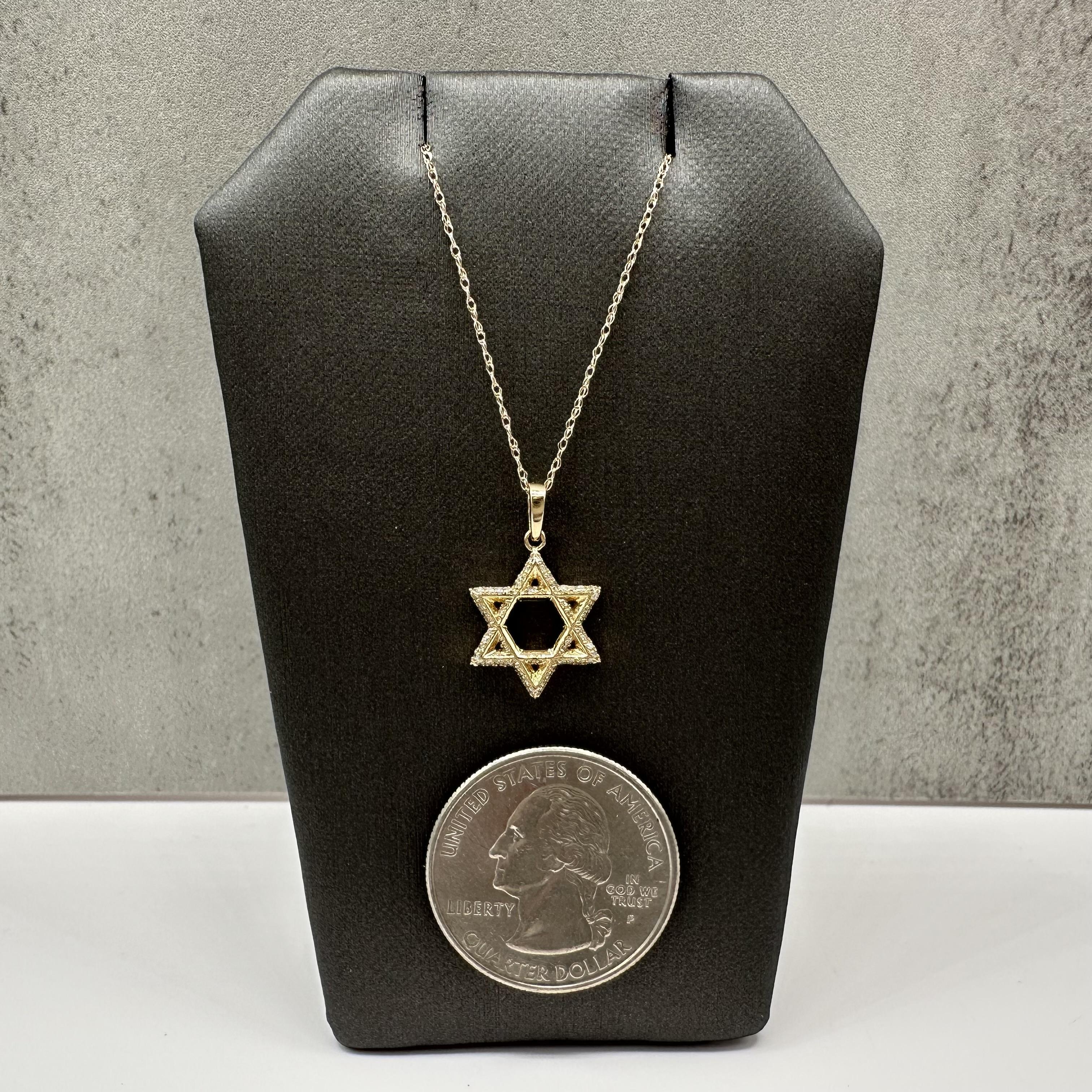 Diamond Star of David Necklace 10kt Yellow Gold 0.15ctw GH SI New