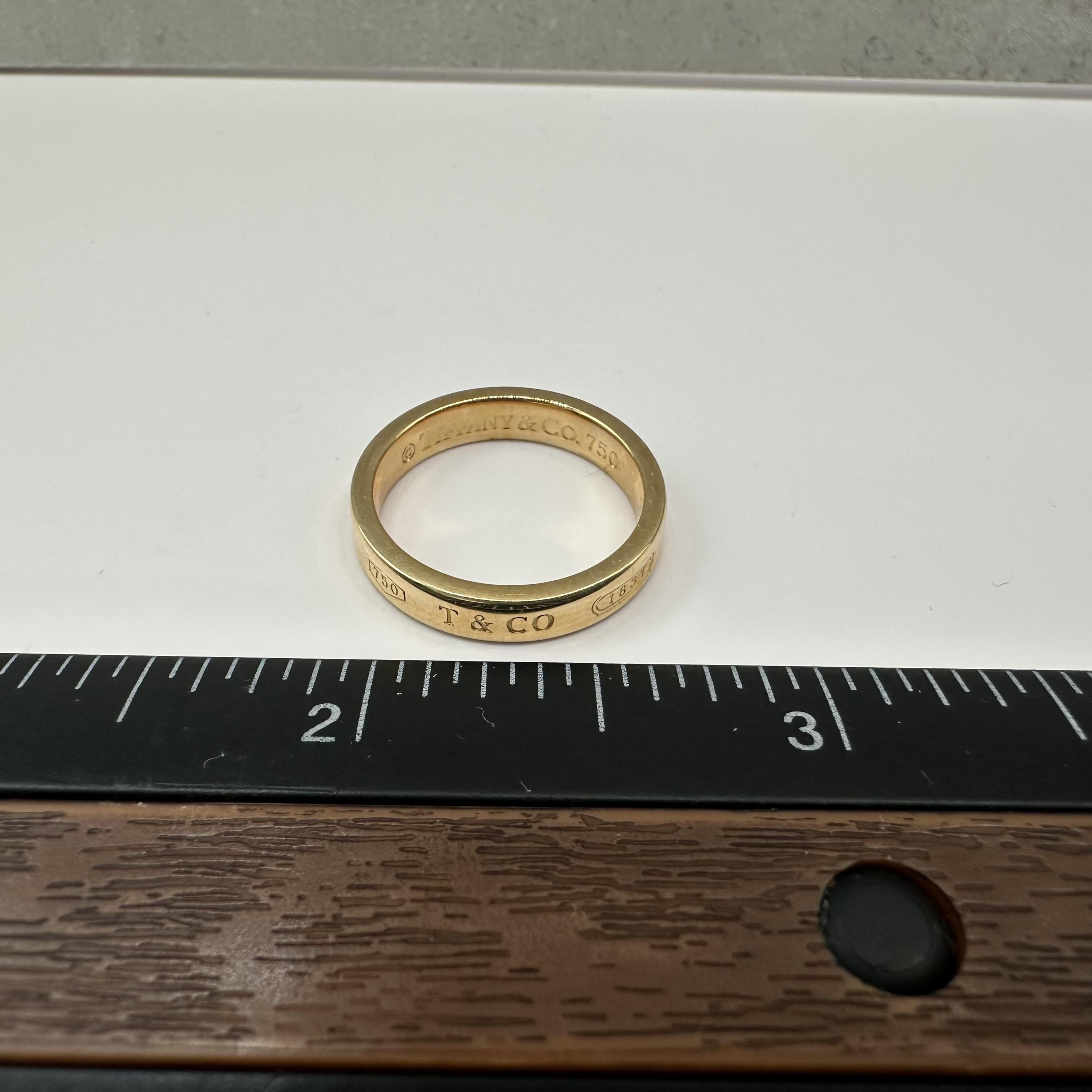 Designer Tiffany 1837 Band Ring 18kt Yellow Gold Size 6.5