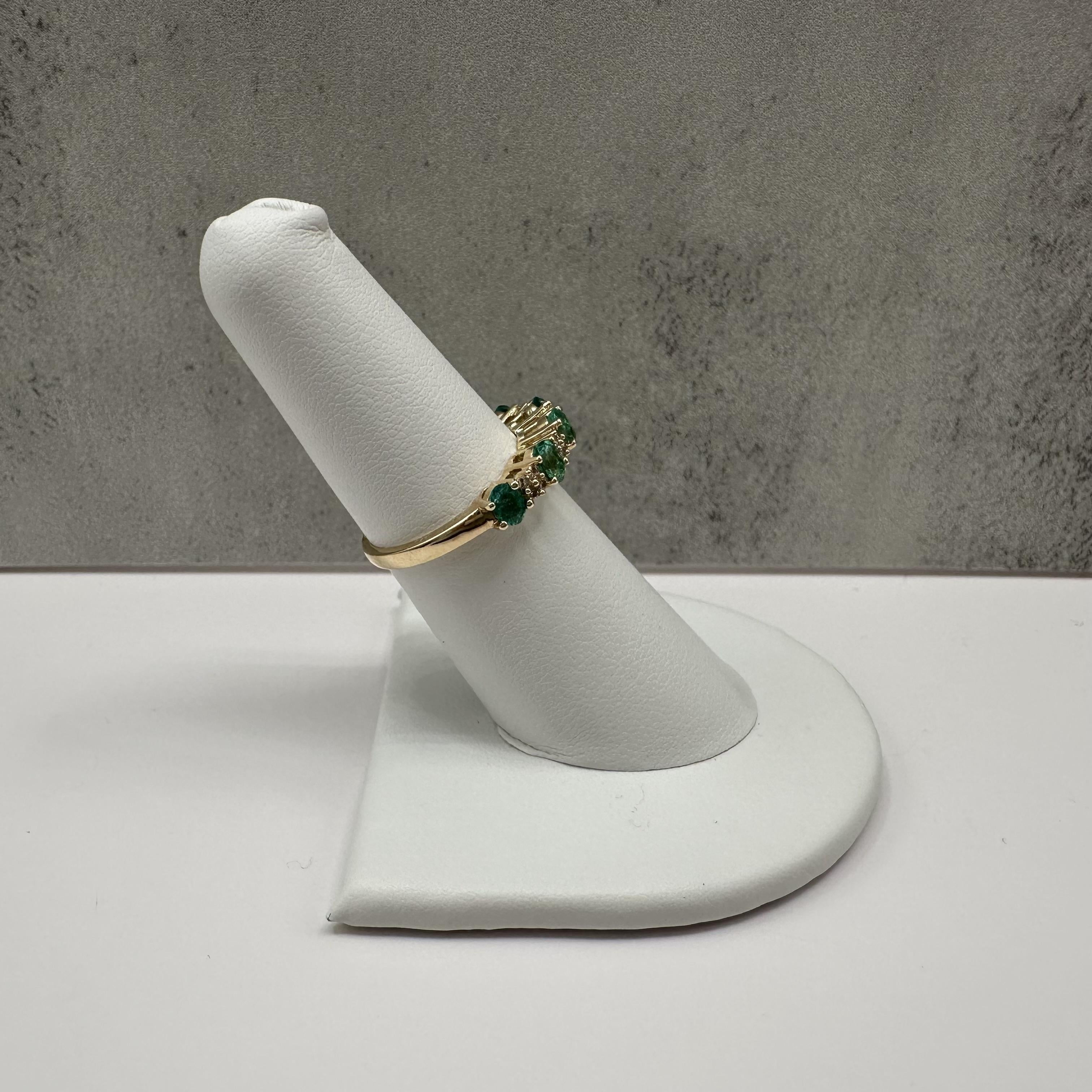 Emerald Diamond Ring 10kt Yellow Gold Five Stone Size 6 New