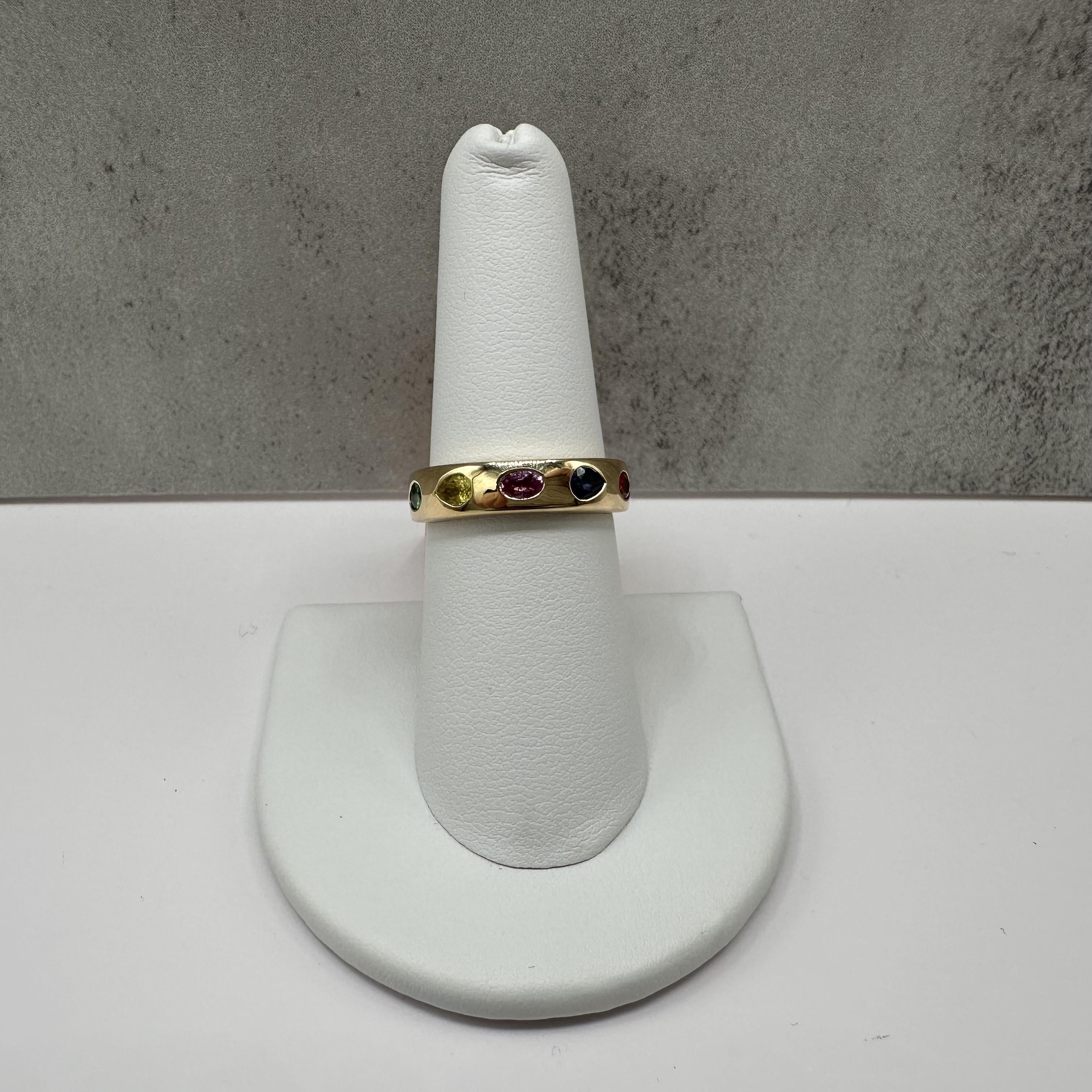 Designer Effy Rainbow Gemstone Ring 14kt Yellow Gold 0.97ctw NWT