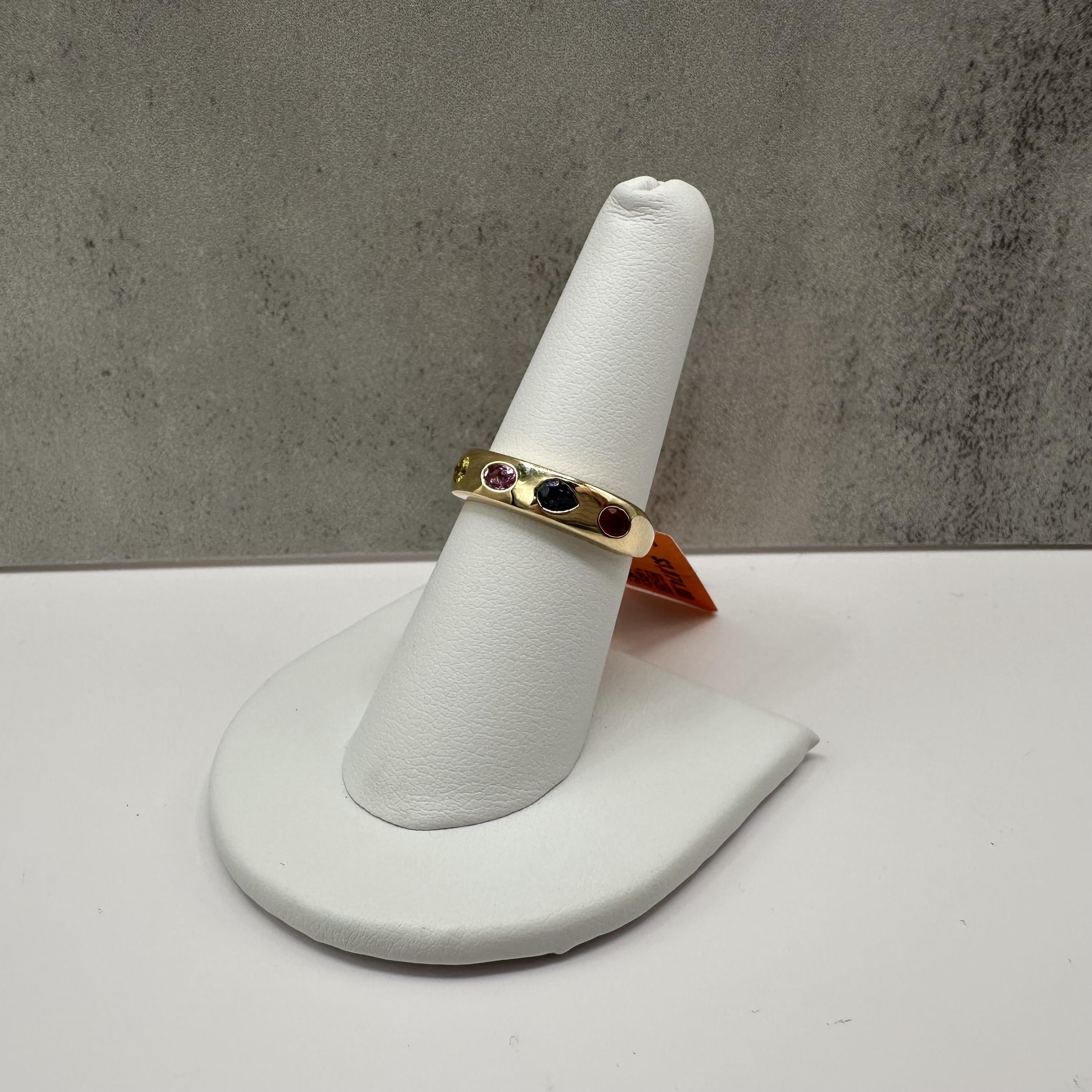 Designer Effy Rainbow Gemstone Ring 14kt Yellow Gold 0.97ctw NWT
