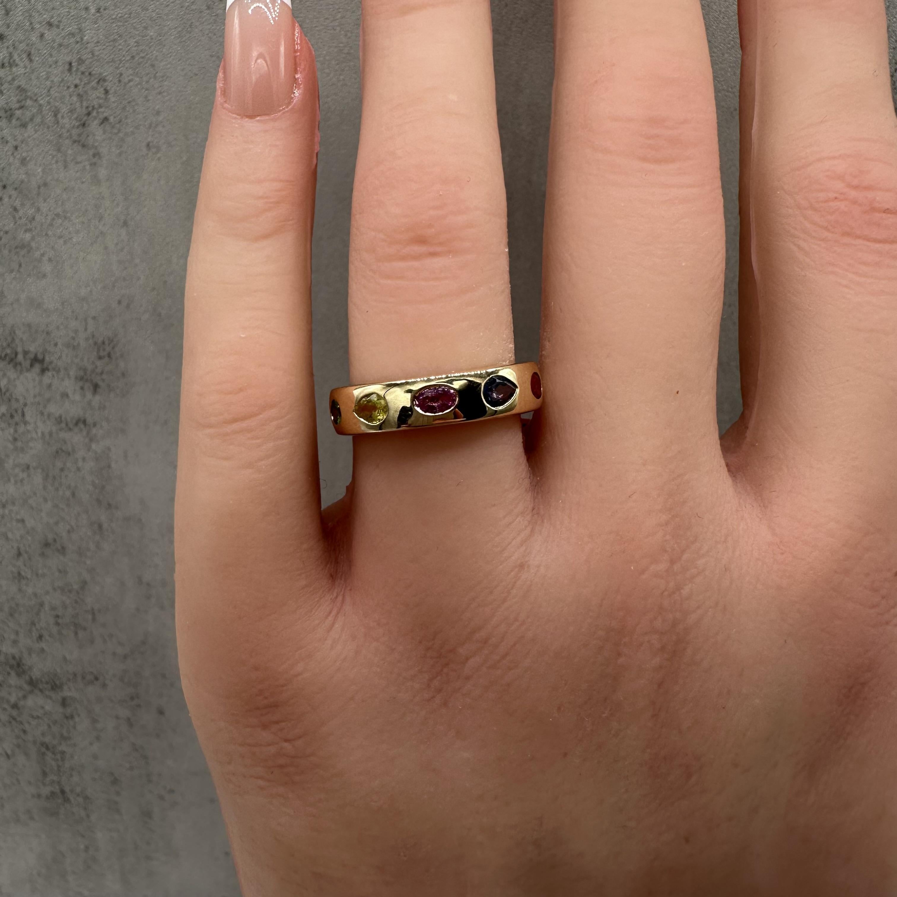 Designer Effy Rainbow Gemstone Ring 14kt Yellow Gold 0.97ctw NWT