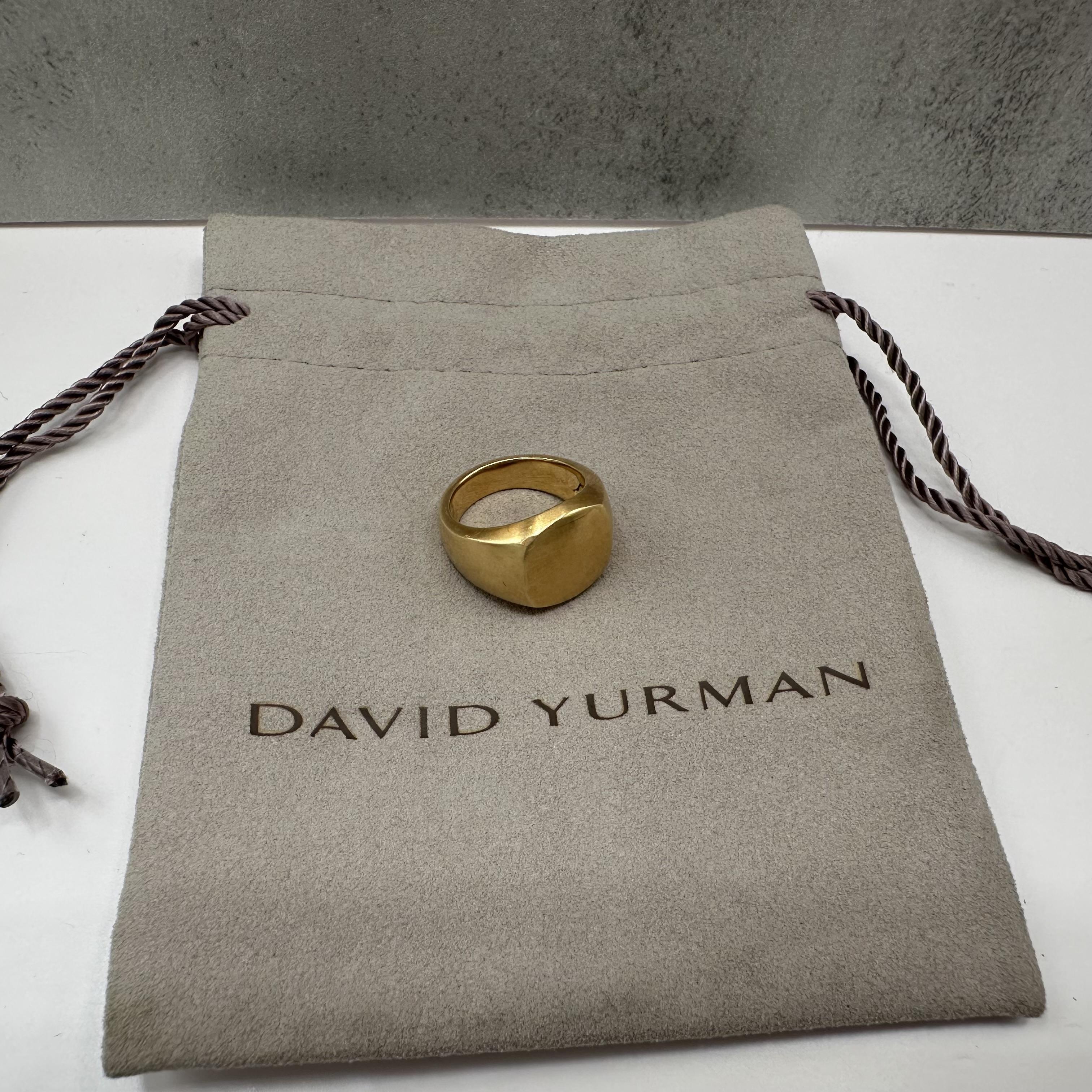 Designer David Yurman Signet Ring 18kt Yellow Gold Size 5 With Pouch
