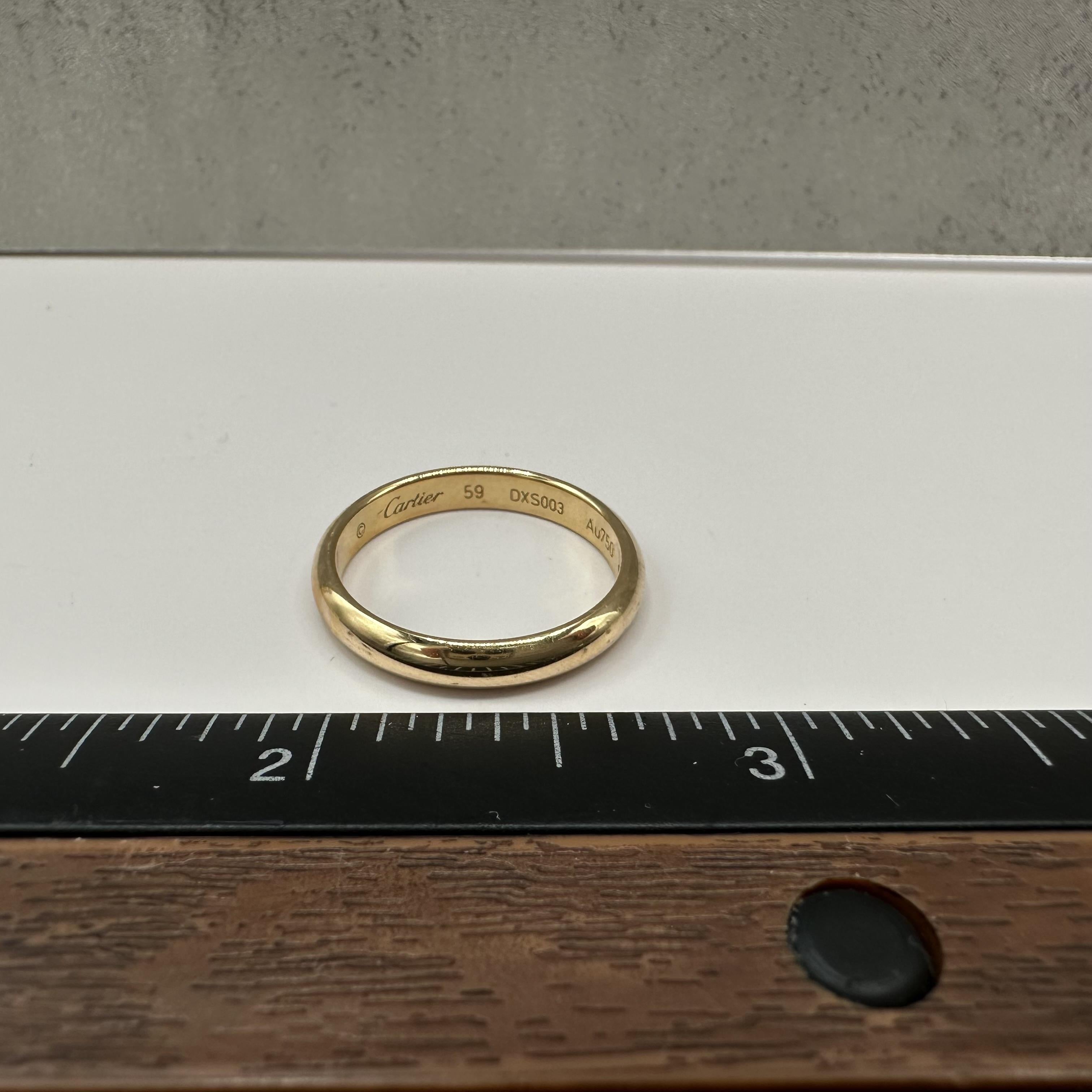 Designer Cartier 1895 Wedding Band 18kt Yellow Gold Size 59 With Papers