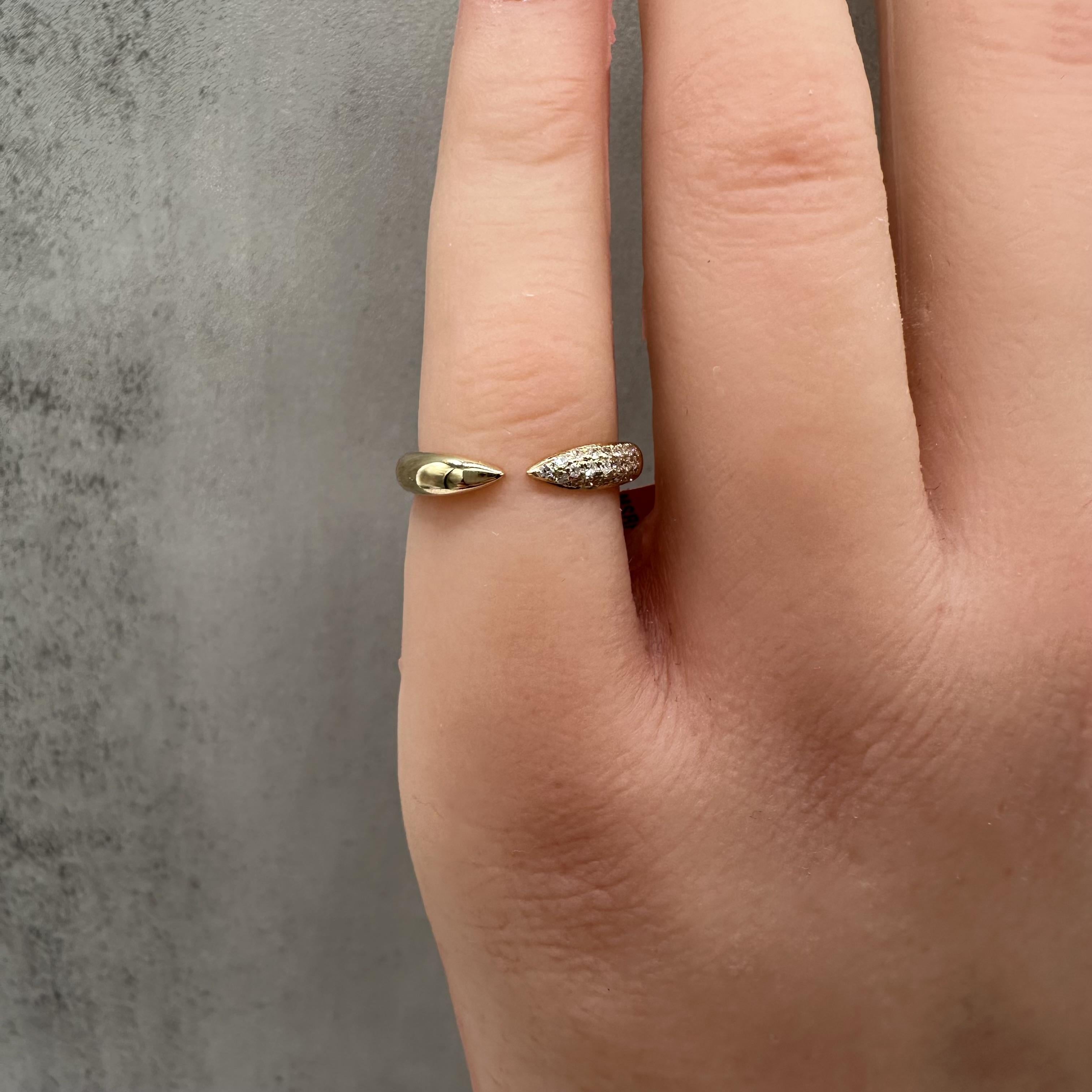 Designer Effy Diamond Open Claw Ring 14kt Yellow Gold 0.09ctw NWT