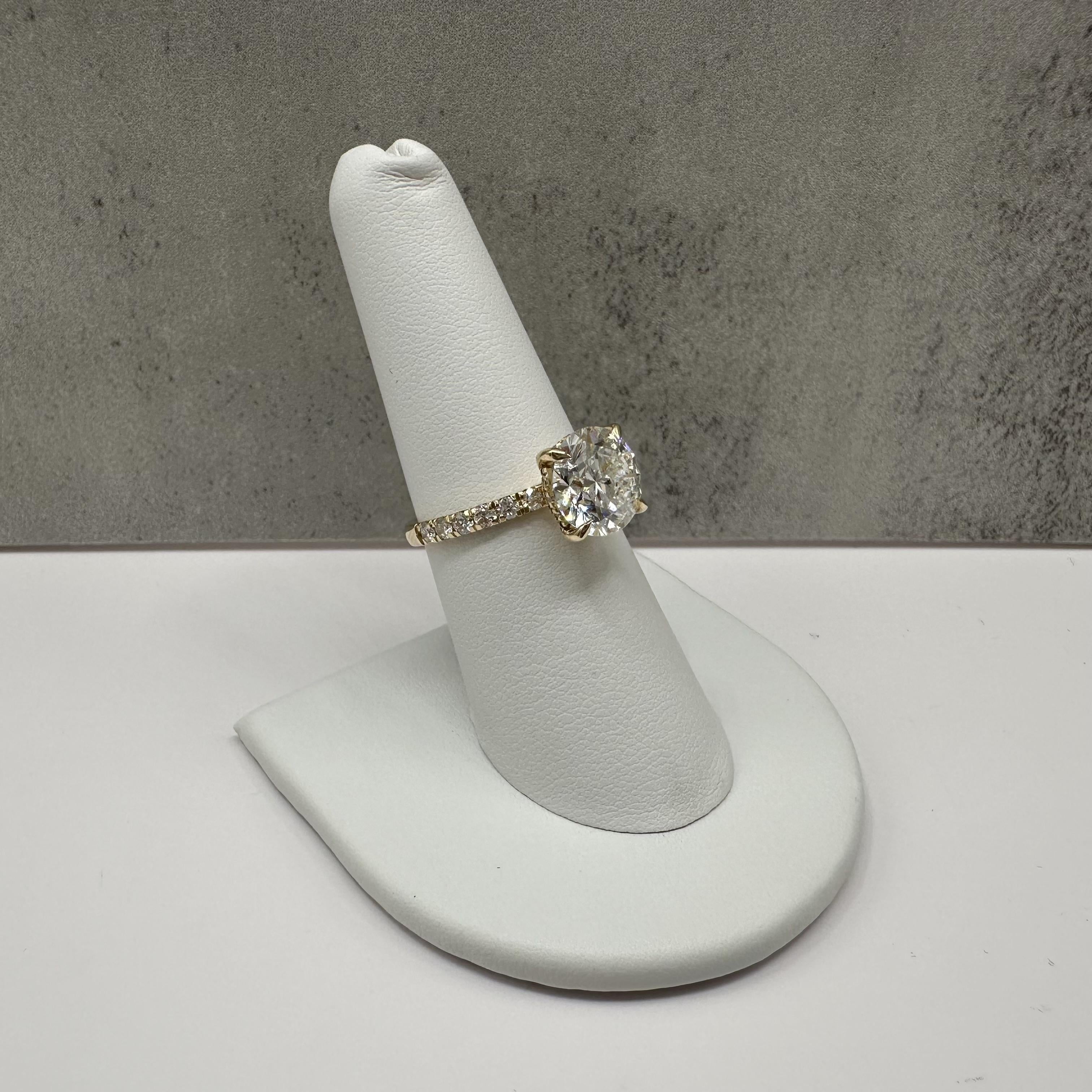 3.44ctw Lab Diamond Hidden Halo Engagement Ring 14kt Gold IGI E VS1