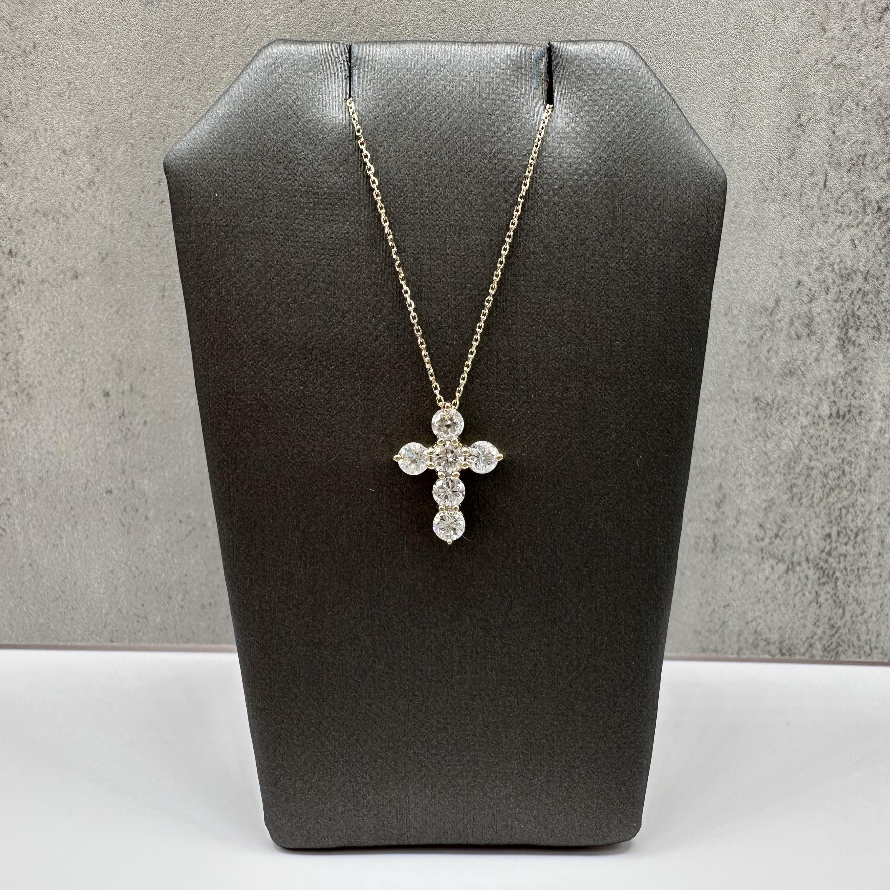 Natural Diamond Cross Necklace 14kt Yellow Gold 1.10ctw GH SI I1 New