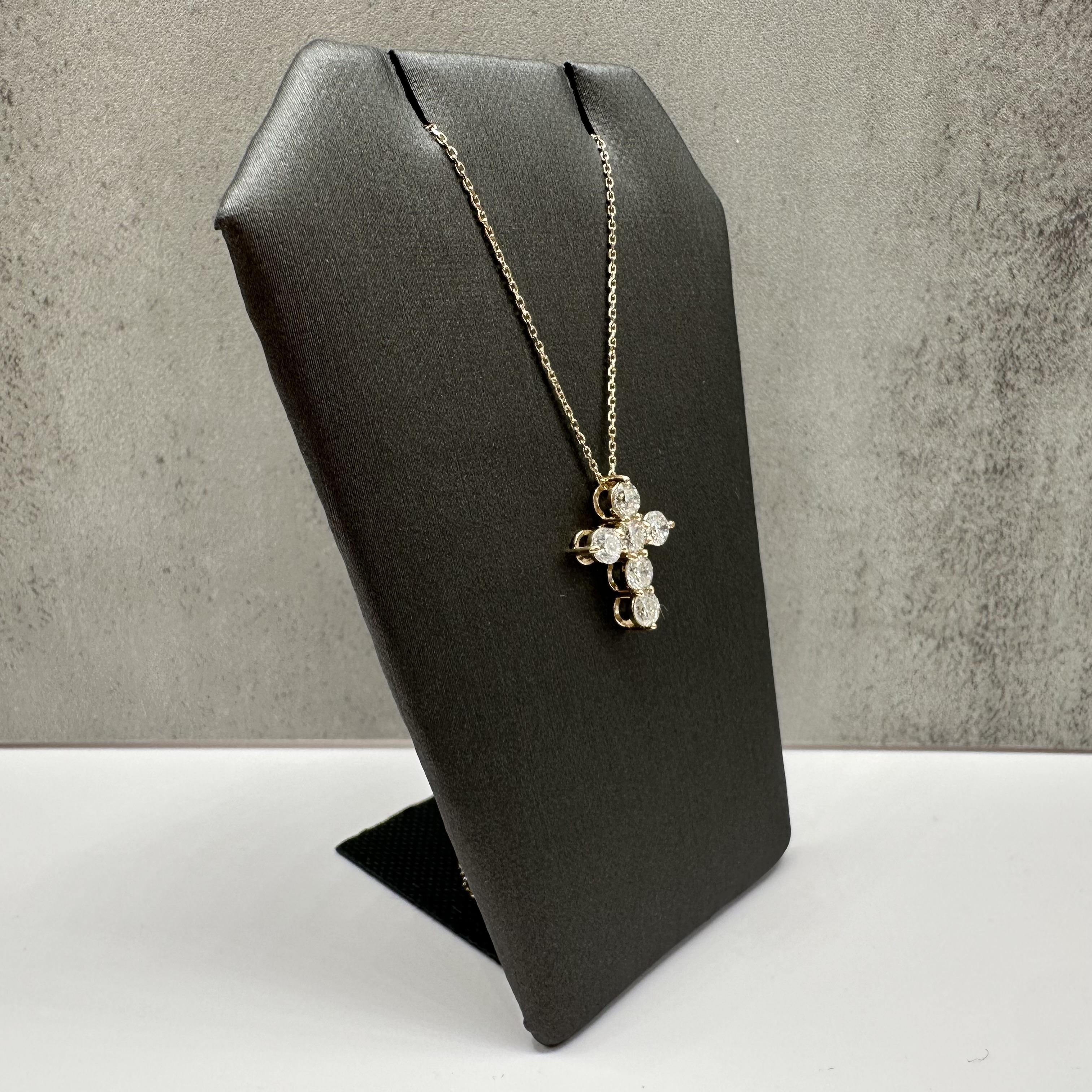 Natural Diamond Cross Necklace 14kt Yellow Gold 1.10ctw GH SI I1 New
