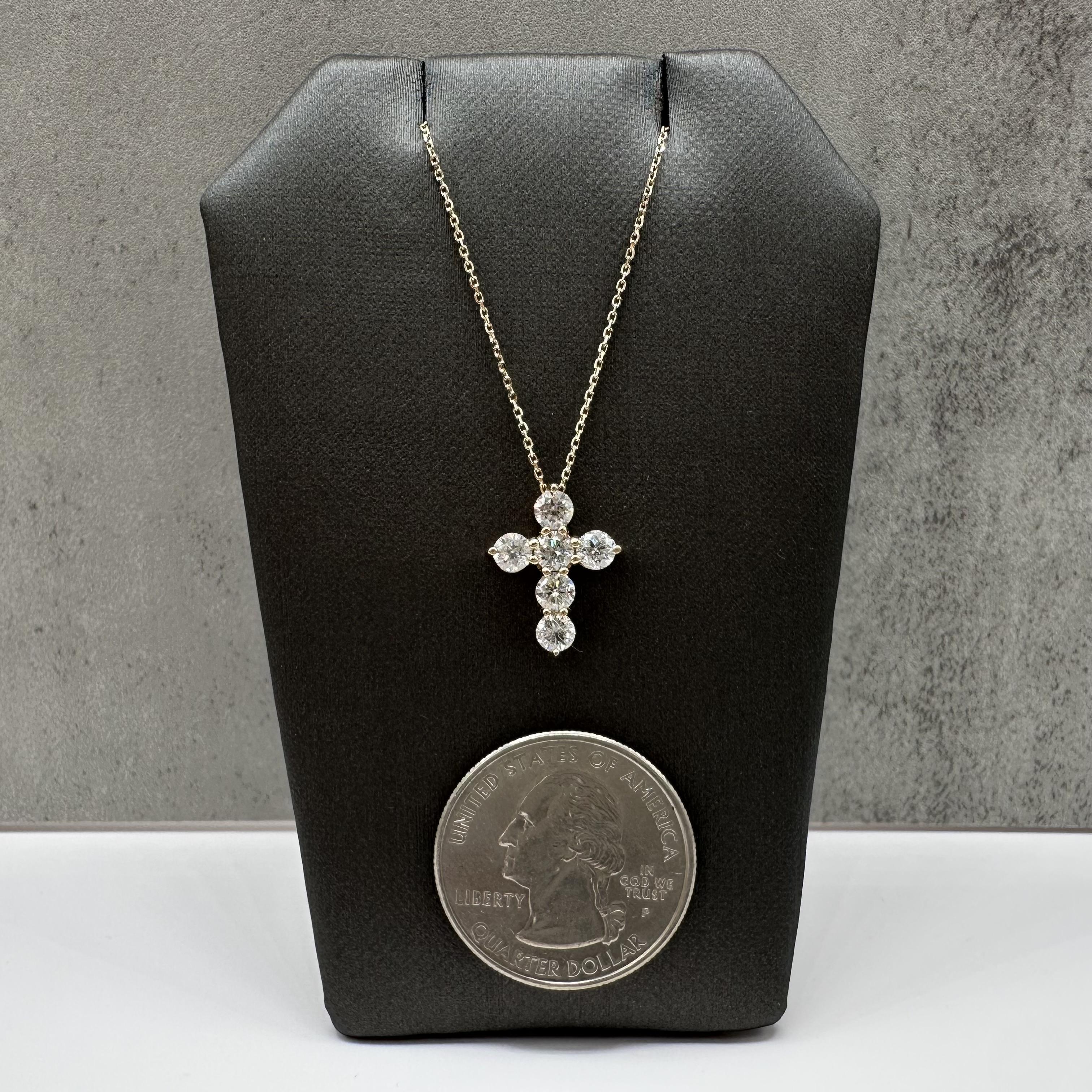 Natural Diamond Cross Necklace 14kt Yellow Gold 1.10ctw GH SI I1 New