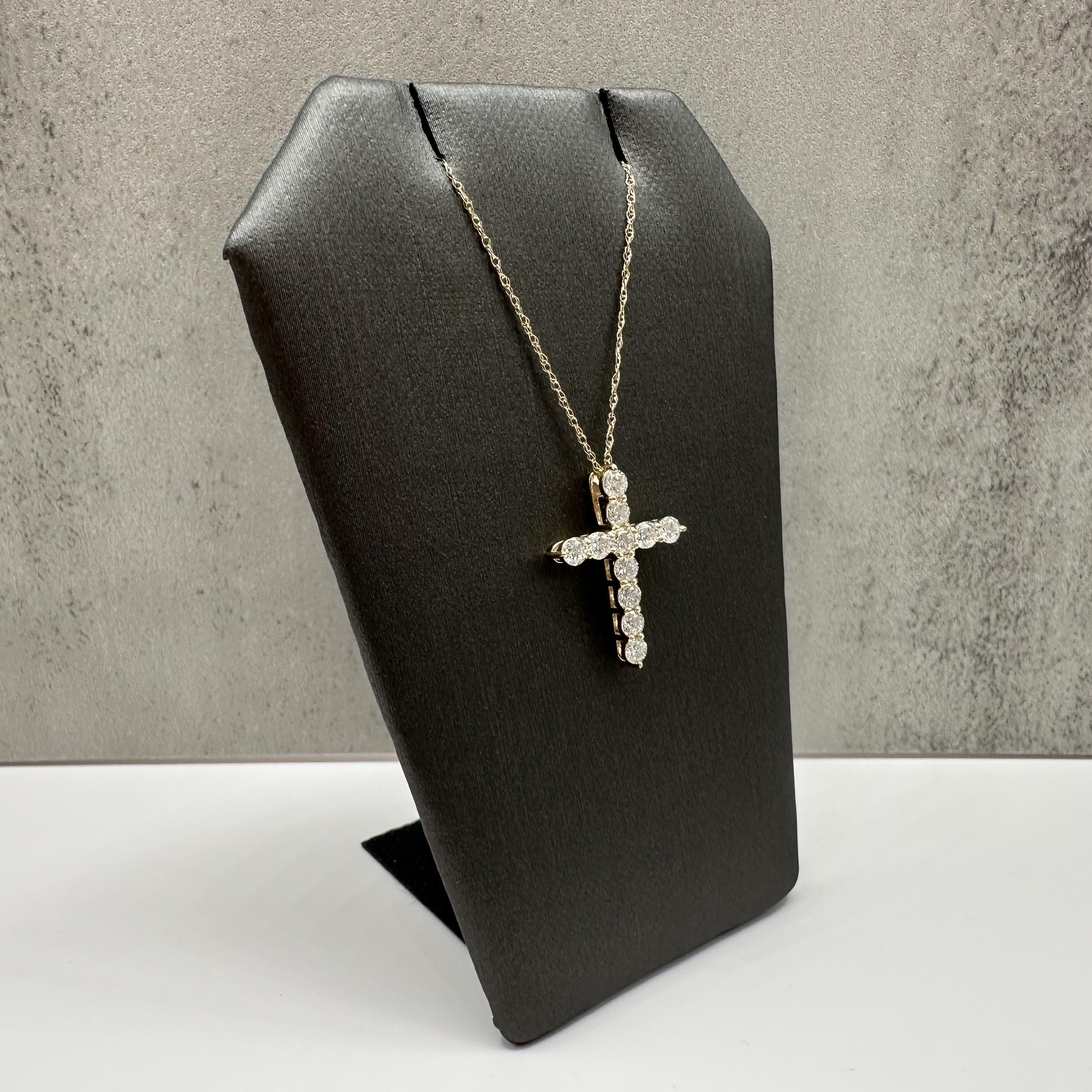 Natural Diamond Cross Necklace 14kt Yellow Gold 0.85ctw GH SI New