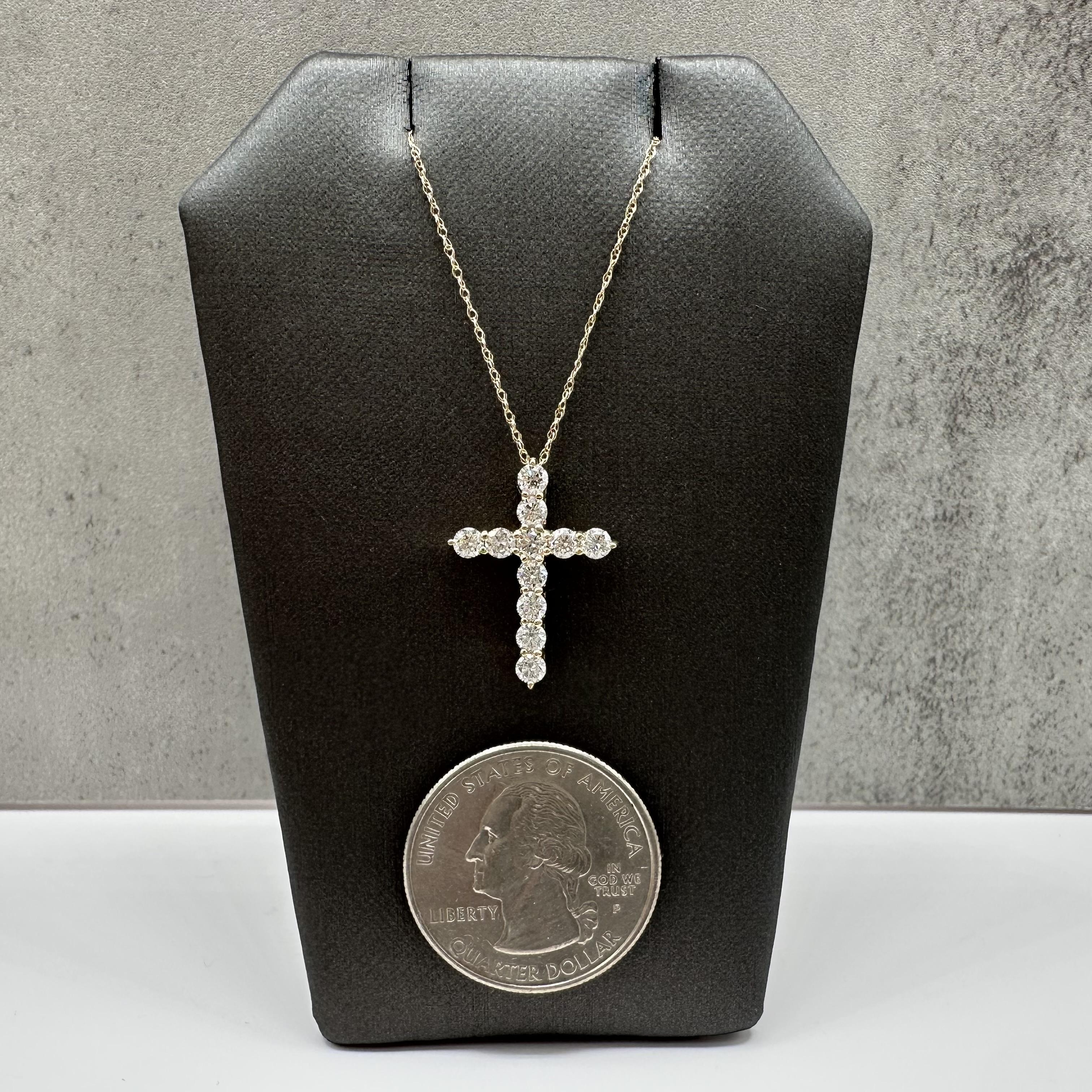 Natural Diamond Cross Necklace 14kt Yellow Gold 0.85ctw GH SI New