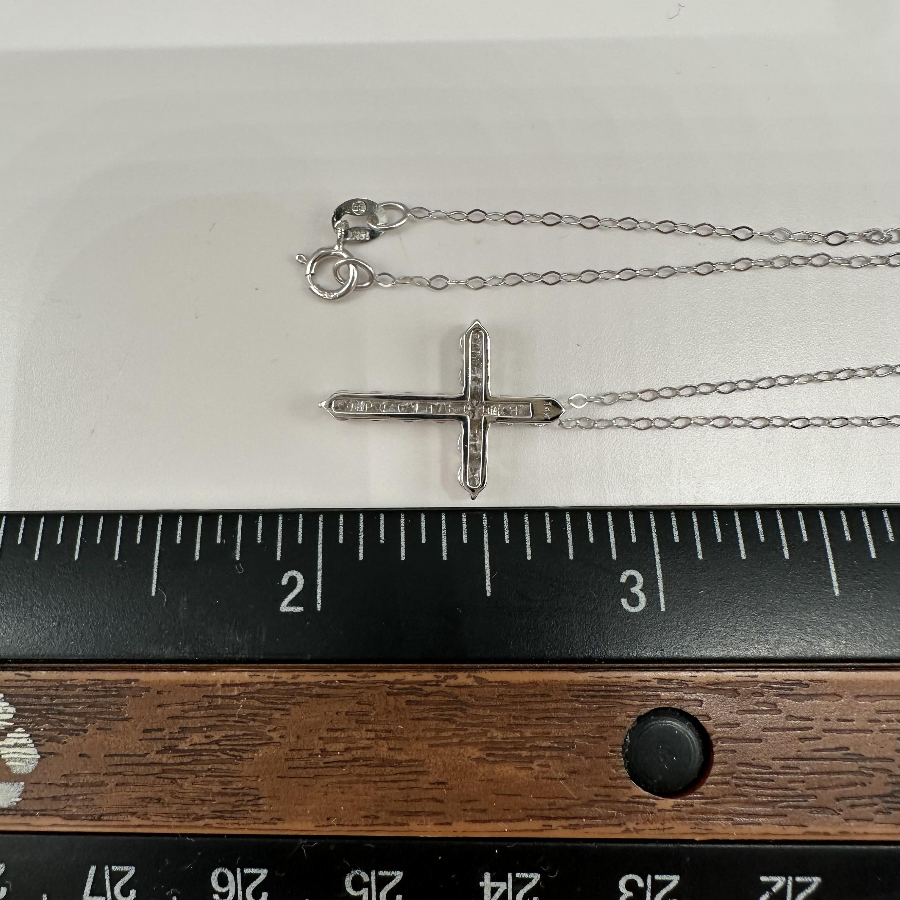 Natural Diamond Cross Necklace 14kt White Gold 0.68ctw GH SI New