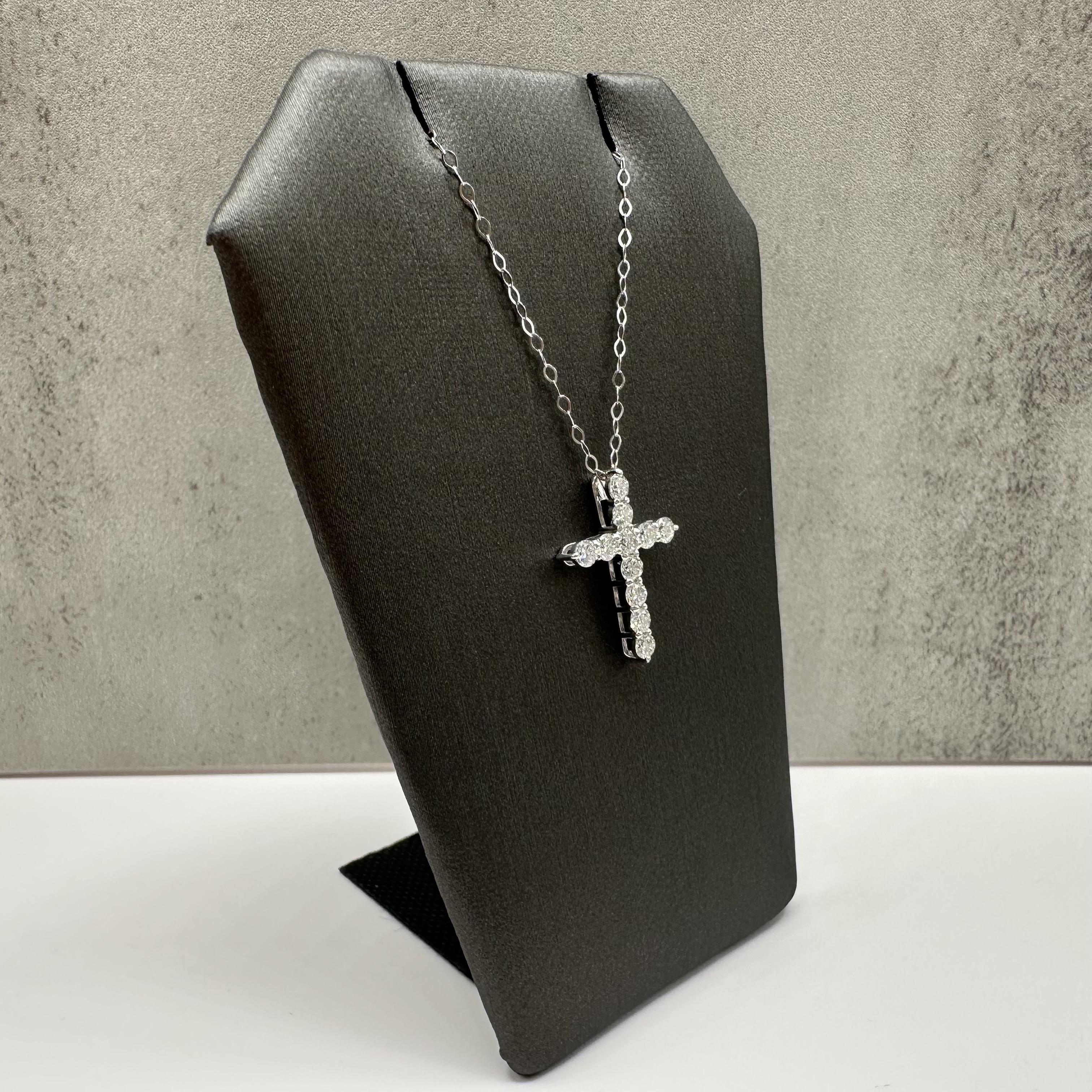 Natural Diamond Cross Necklace 14kt White Gold 0.68ctw GH SI New