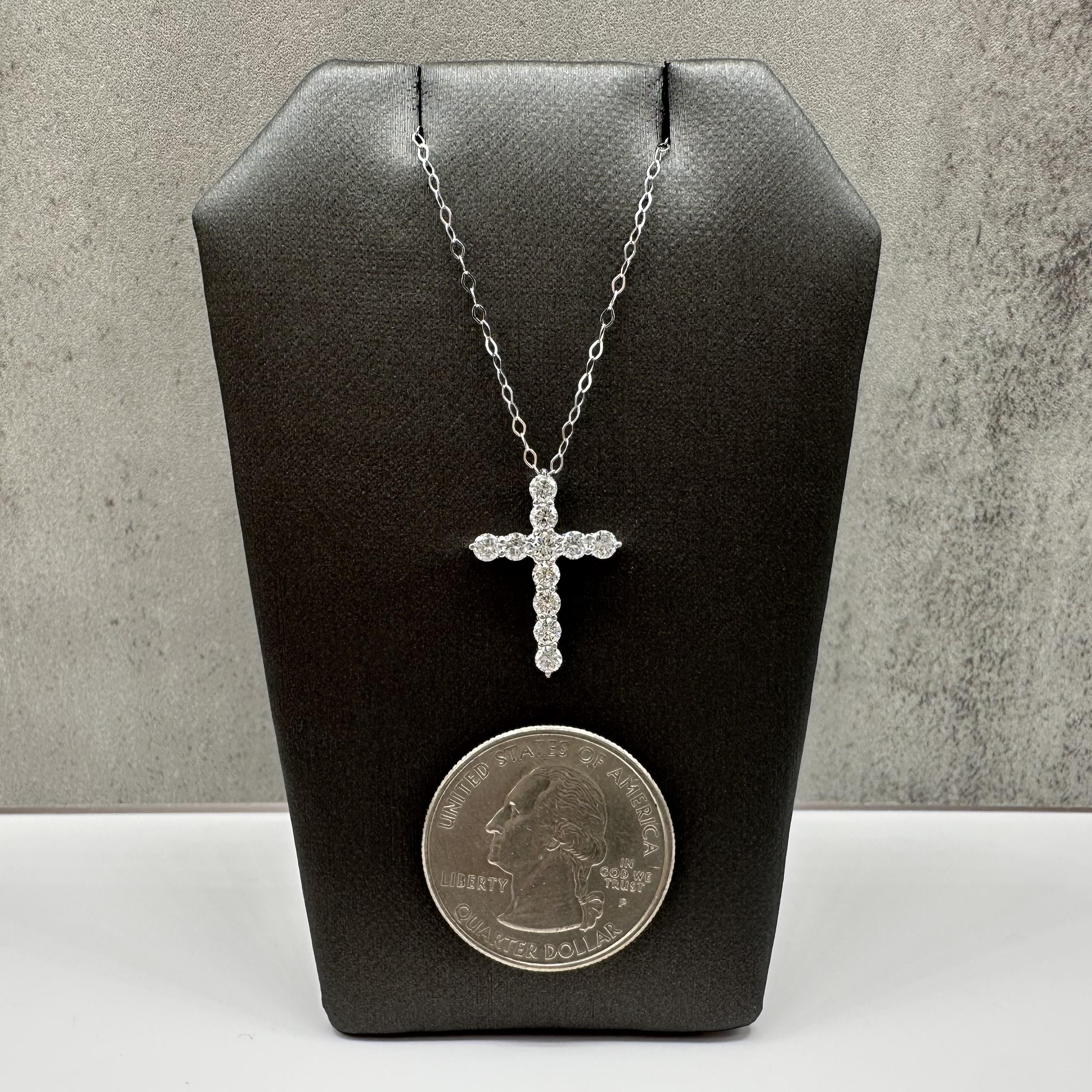 Natural Diamond Cross Necklace 14kt White Gold 0.68ctw GH SI New